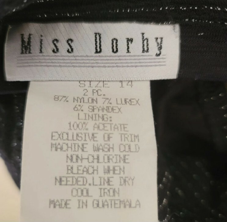 Miss Dorby Womens Small Button Up Top Black Shimmer Diva Glam Vintage