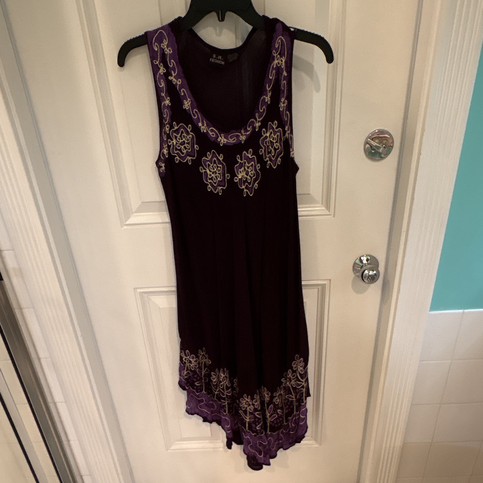 Hippie Deep V-Neck Ethnic India Floral Bib Dress Boho Festival Midi