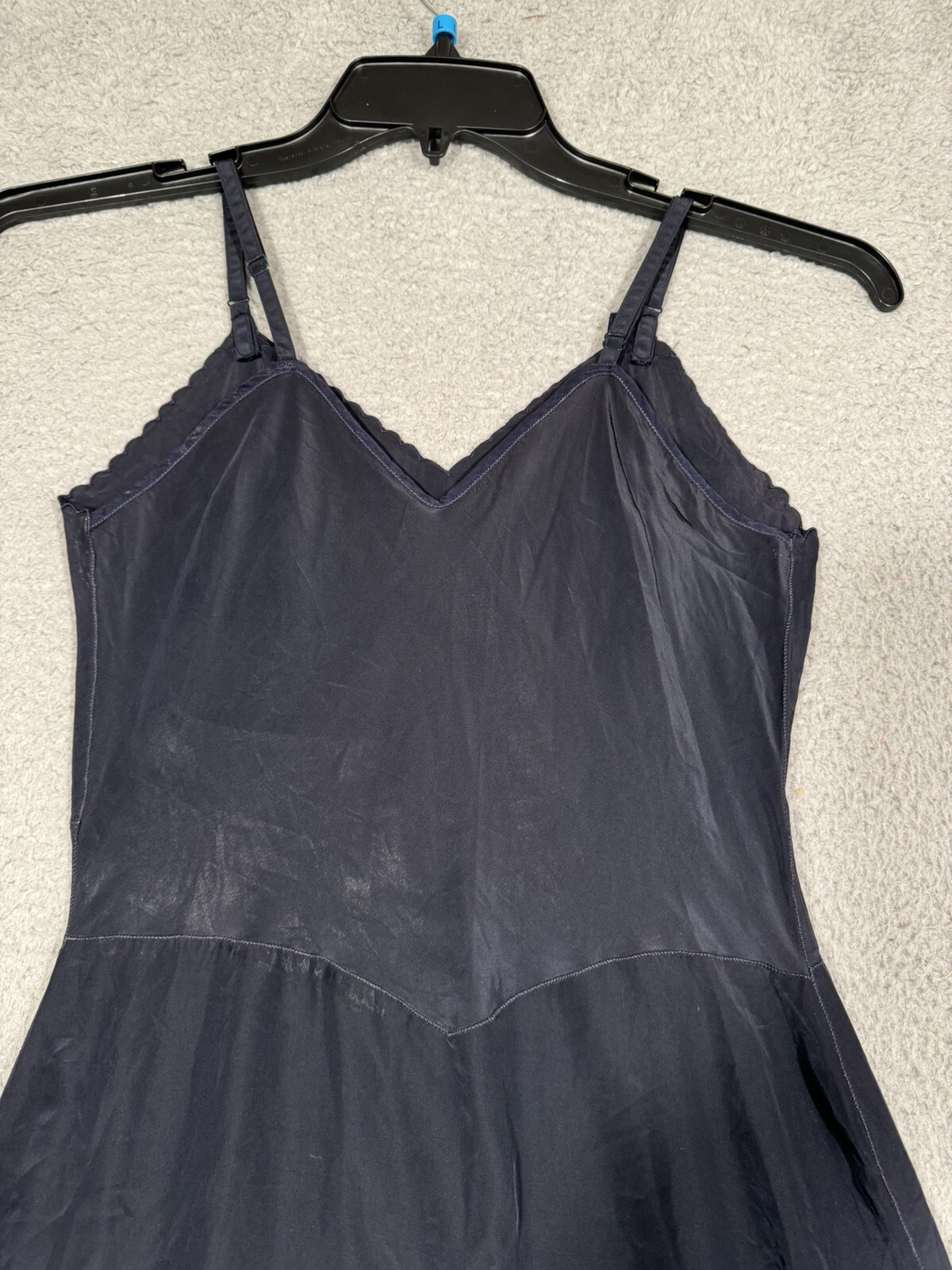 Vintage Seamprufe Black Slip Dress Acetate Size 32 Tall 1950s Adustable