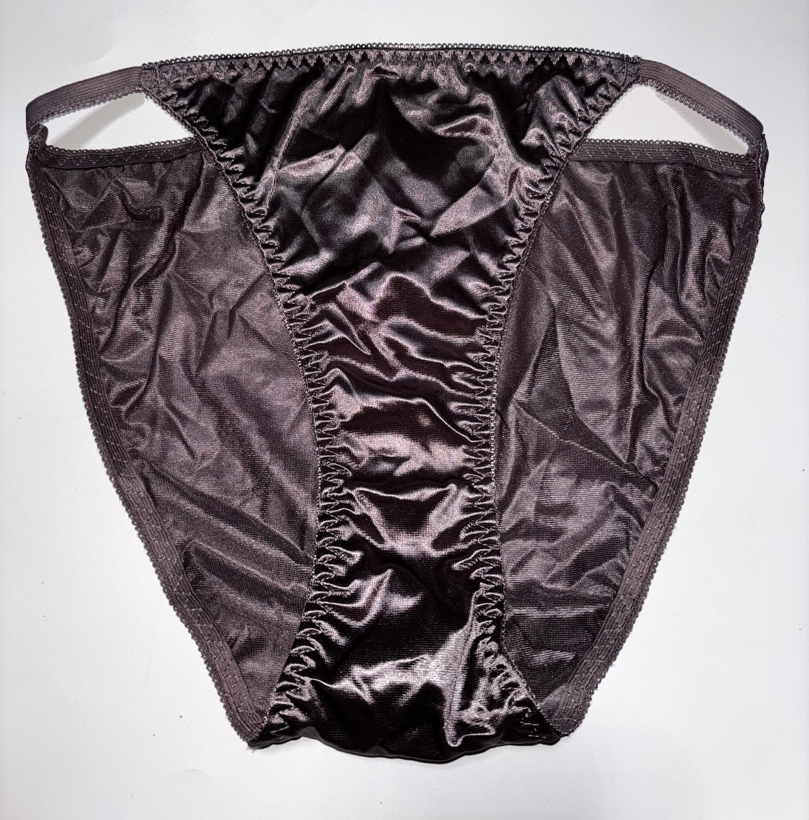 Vintage Style Glossy Classic Satin String Bikini Brief Panties XL NEW