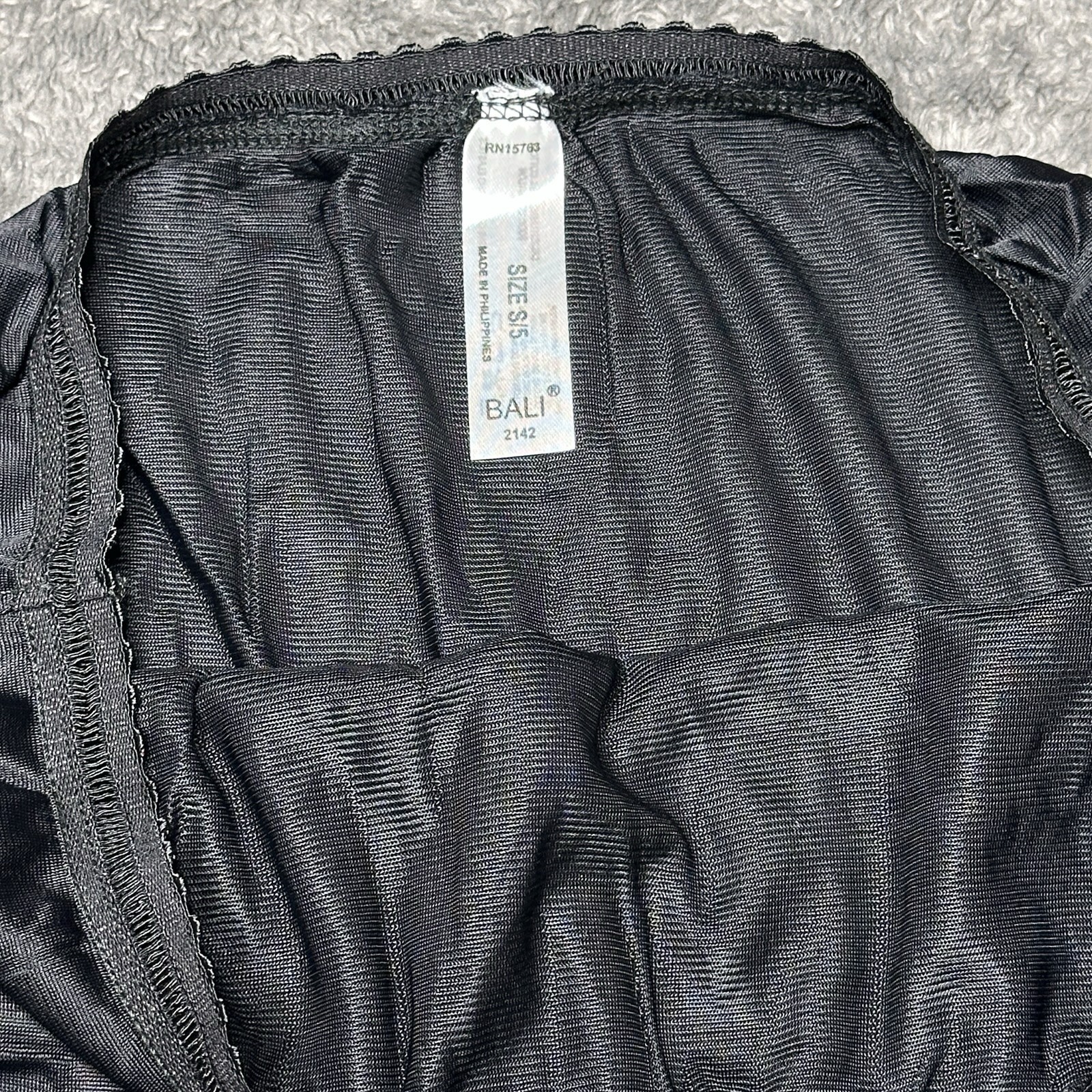 2 PAIR Bali 2142 Black S/5 100% Nylon Satin Full Cut Brief Panties High Waist