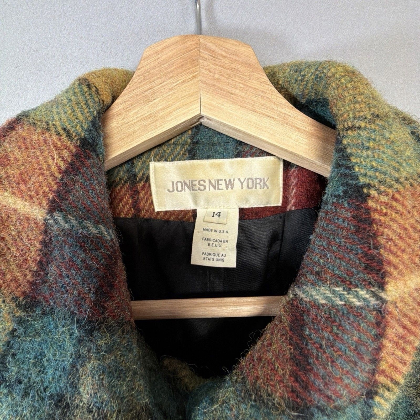 Jones New York Vintage Hampton Plaid Wool Blazer Women’s Jacket S-14 Multicolor