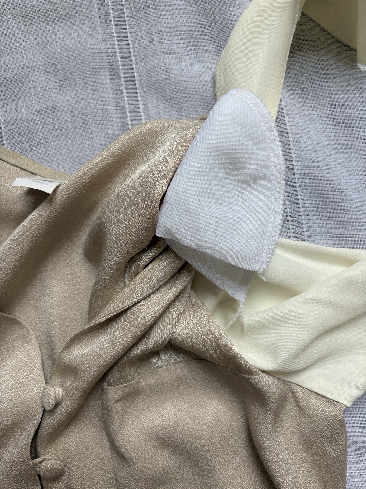 Vintage Just For Petites Beige and Cream Blouse/Vest Combination