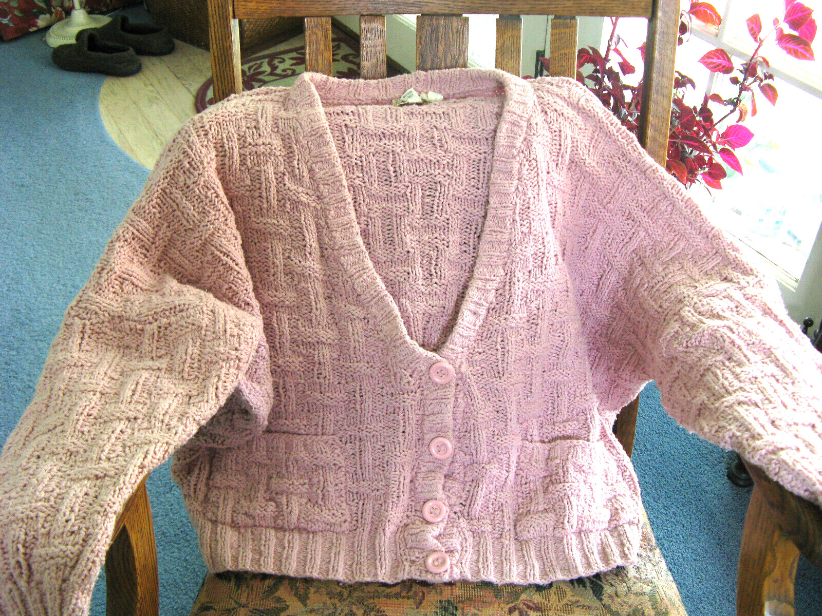 Cardigan Sweater Made in Peru Hand Knit Vintage