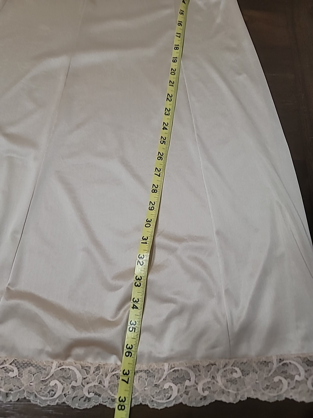 VTG JC Penney Full Slip Nylon Lace Beige Skin Tone Lingerie Dress Slip 34 FLAW