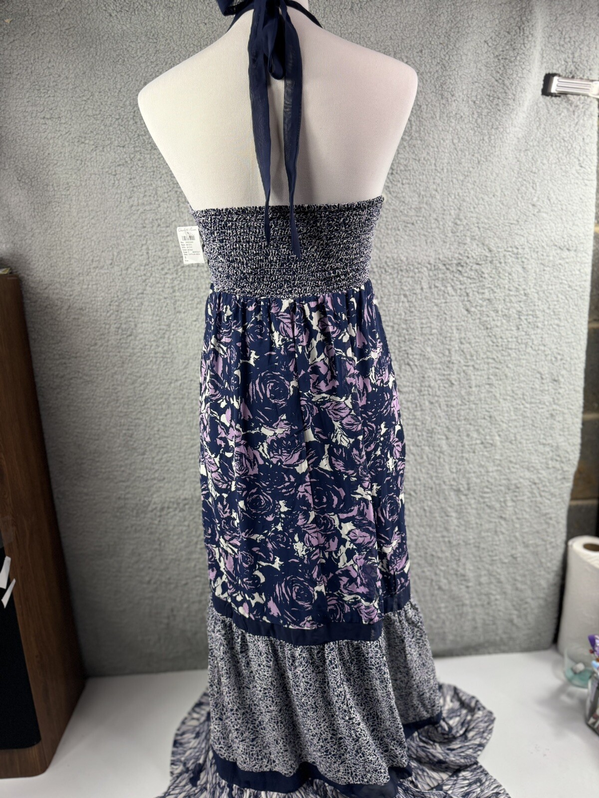 Charlotte Russe Maxi Dress Boho Hippie Floral Halter Tie Back Y2K 90’s S NWT VTG