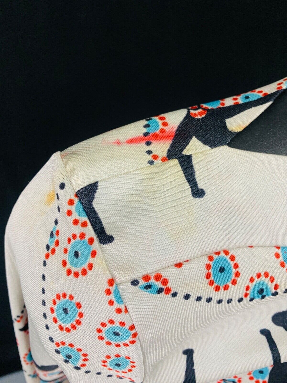 Vintage 1970s novelty print shirt, dog ladies lady deadstock blouse top white