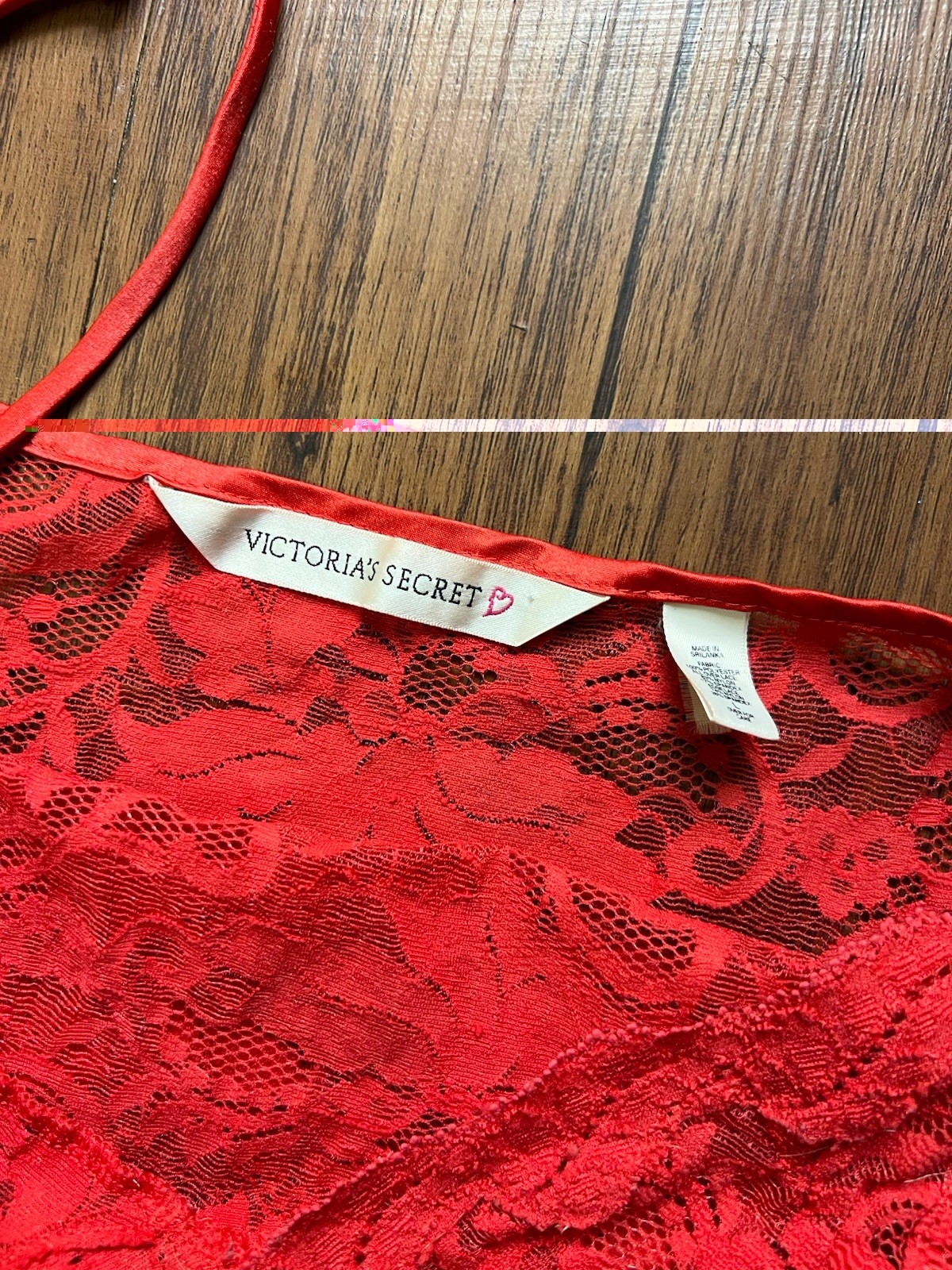Vintage Victorias Secret Slip Dress Large Red Lace Sheer Babydoll Floral Mini
