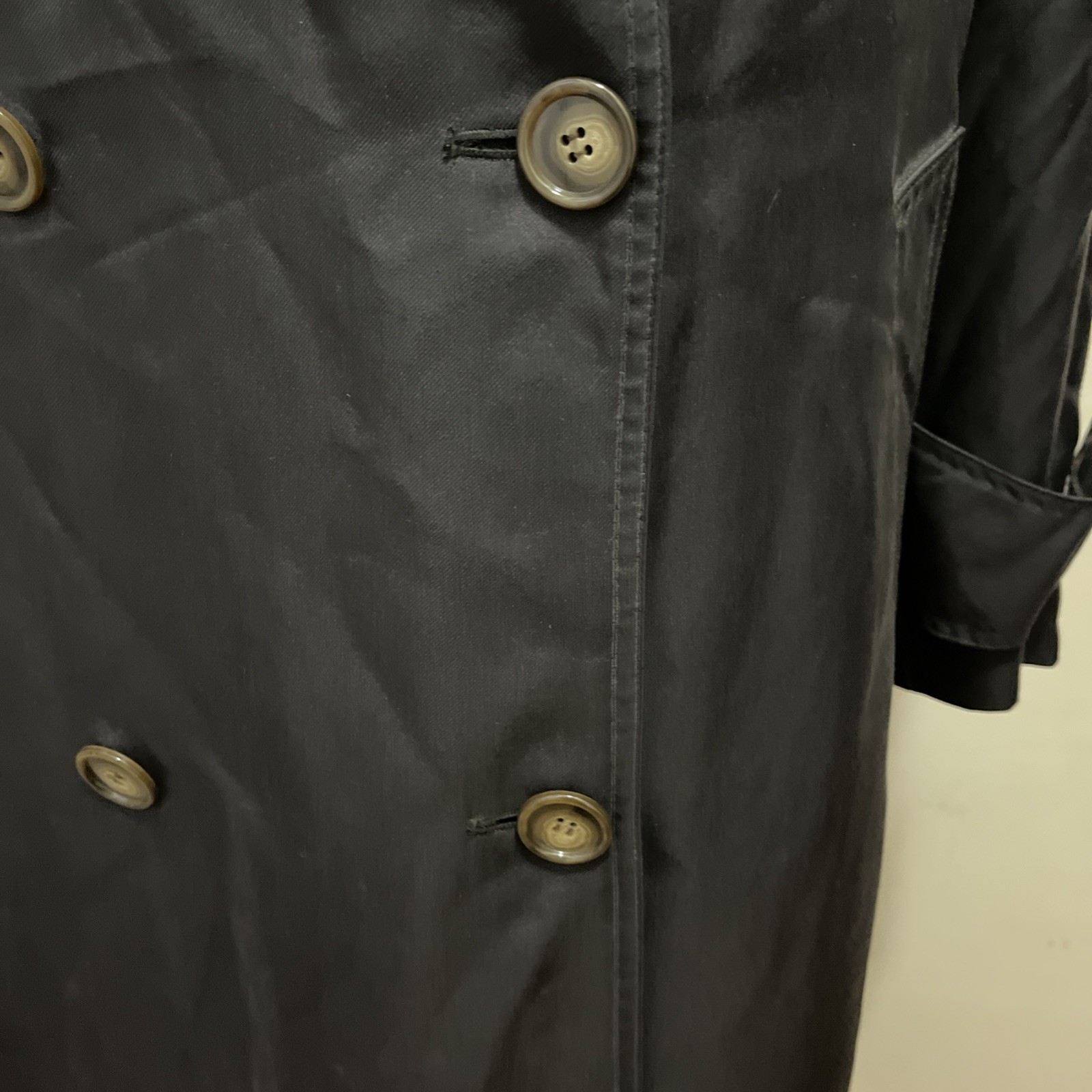 Vintage Count Romi Black 100% Silk Trench Coat Fall Size 4