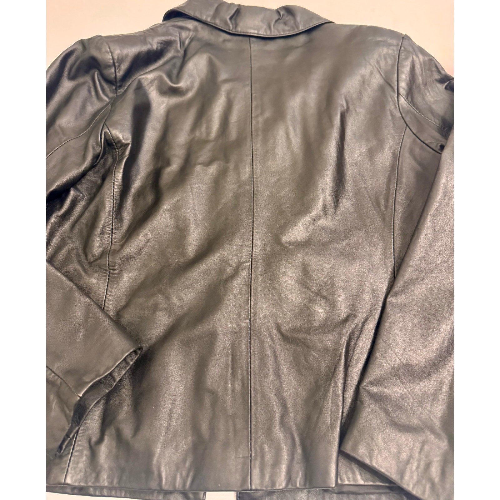 Vintage Croft & Barrow Women’s Lambskin Leather Button Front Jacket Black Size L
