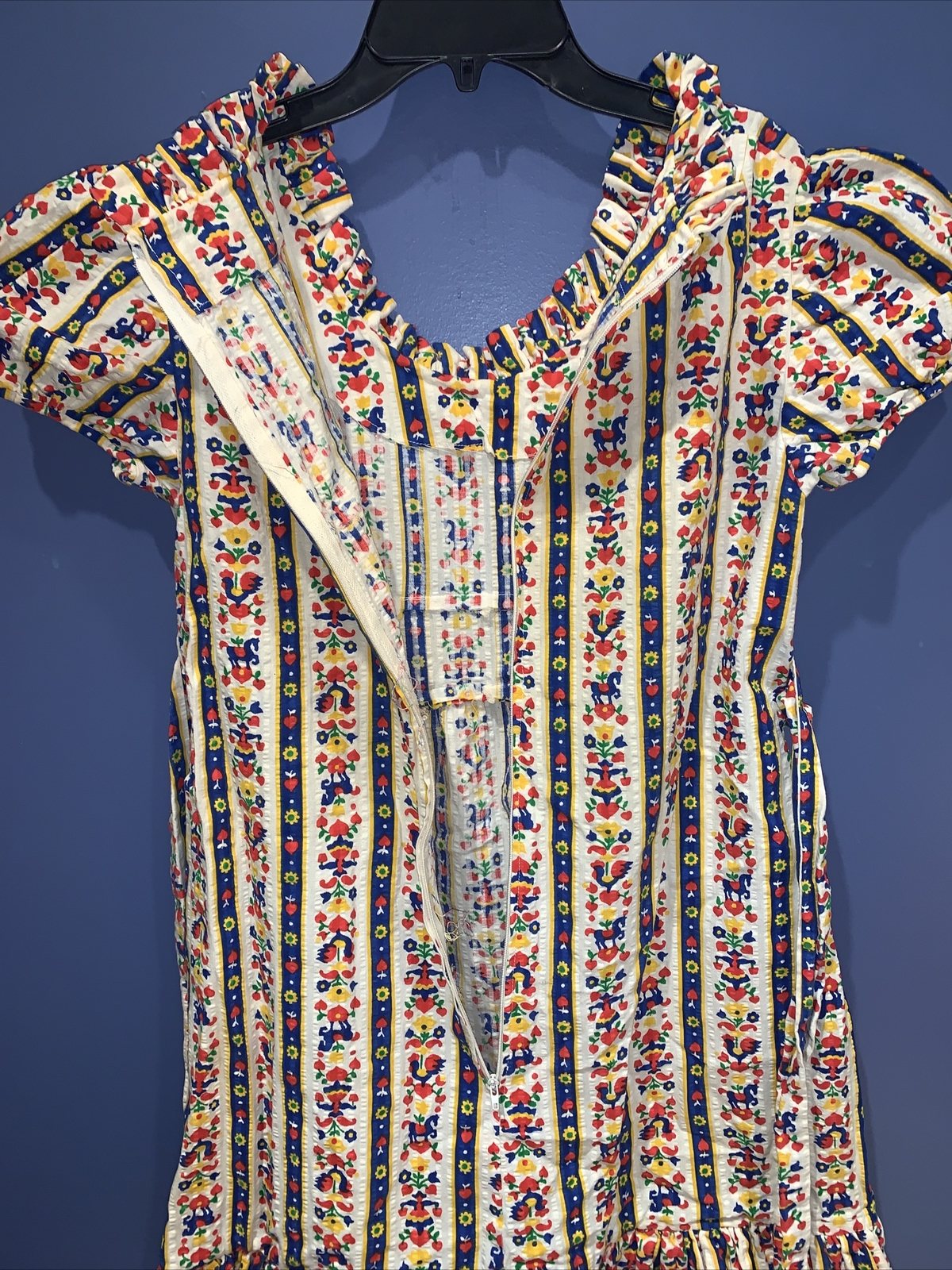 Rooster Horse Fair Isle Holland Print, Cottage Core Praire Dress