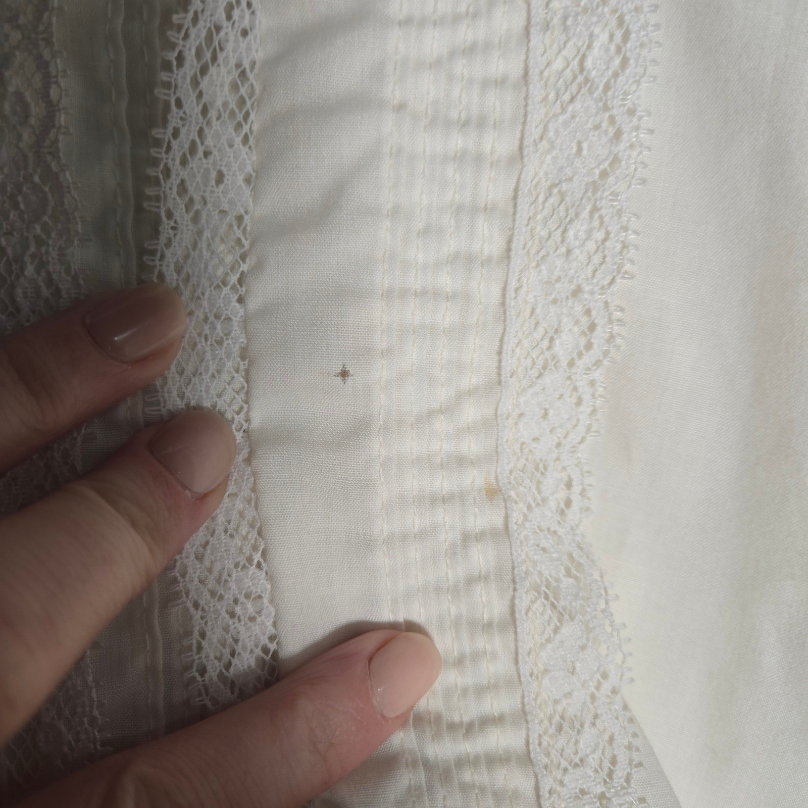 Vtg Rhoda Lee White Lace Pintuck Blouse 10 Pirate Angel Regency Button Granny