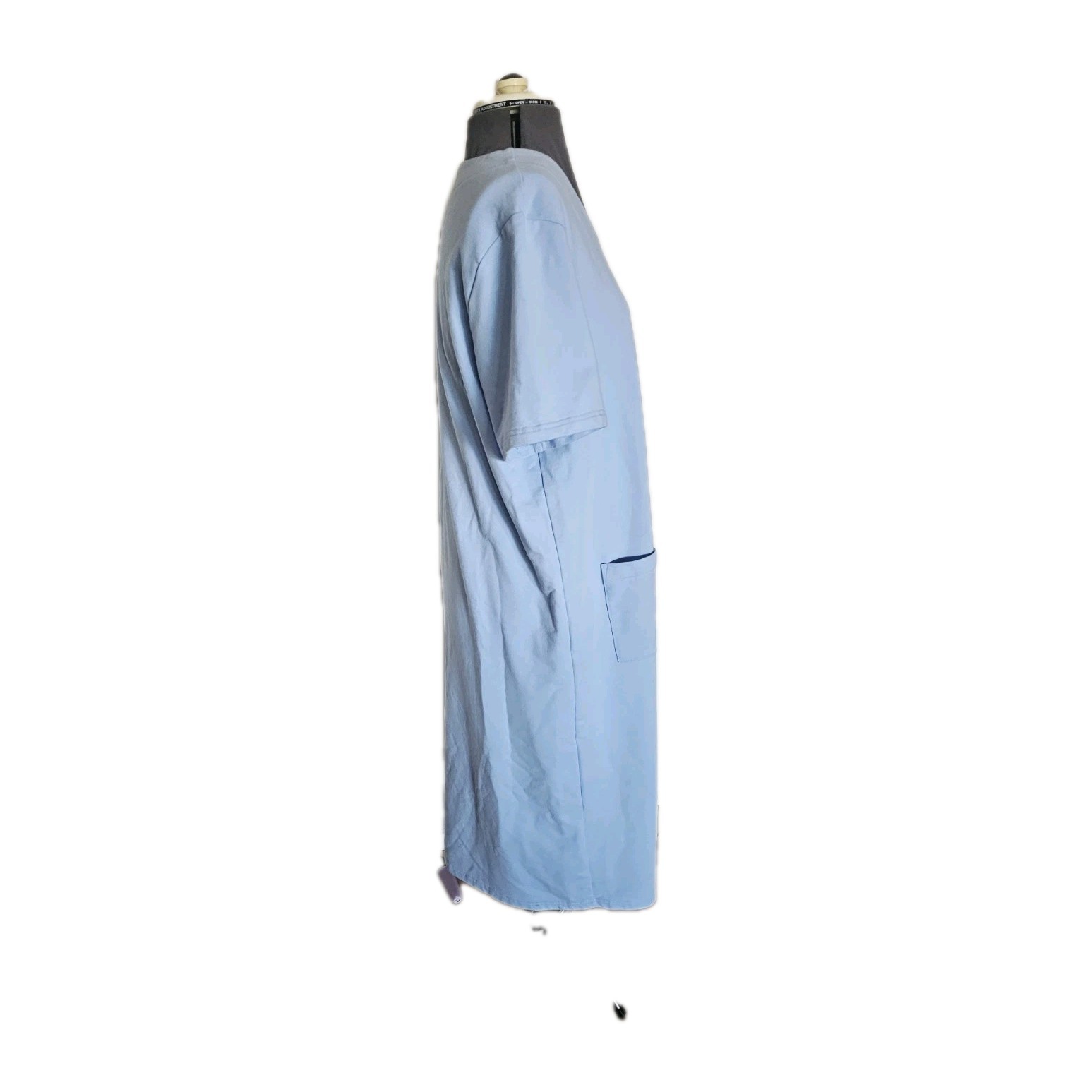Blair Night Robe Large Blue Zipper Short Sleeve Pockets Vtg