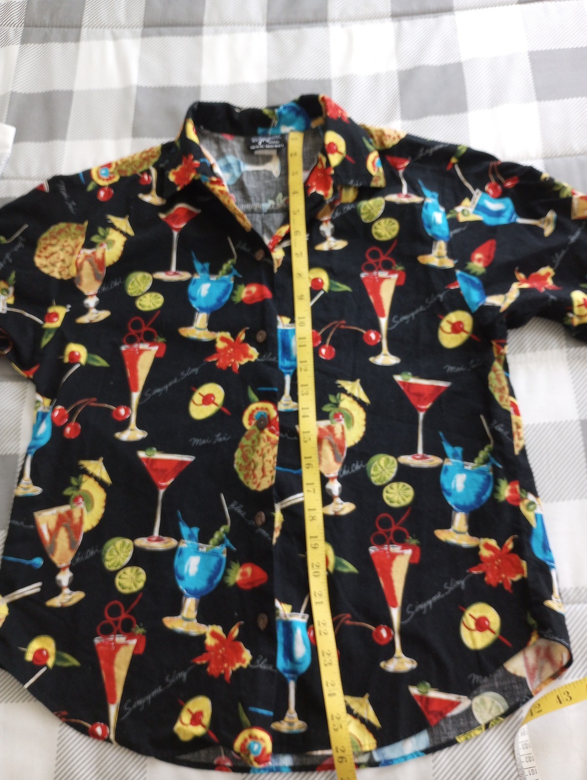 Women’s VTG Shannon Marie Hawaii Cocktail Print Top Large