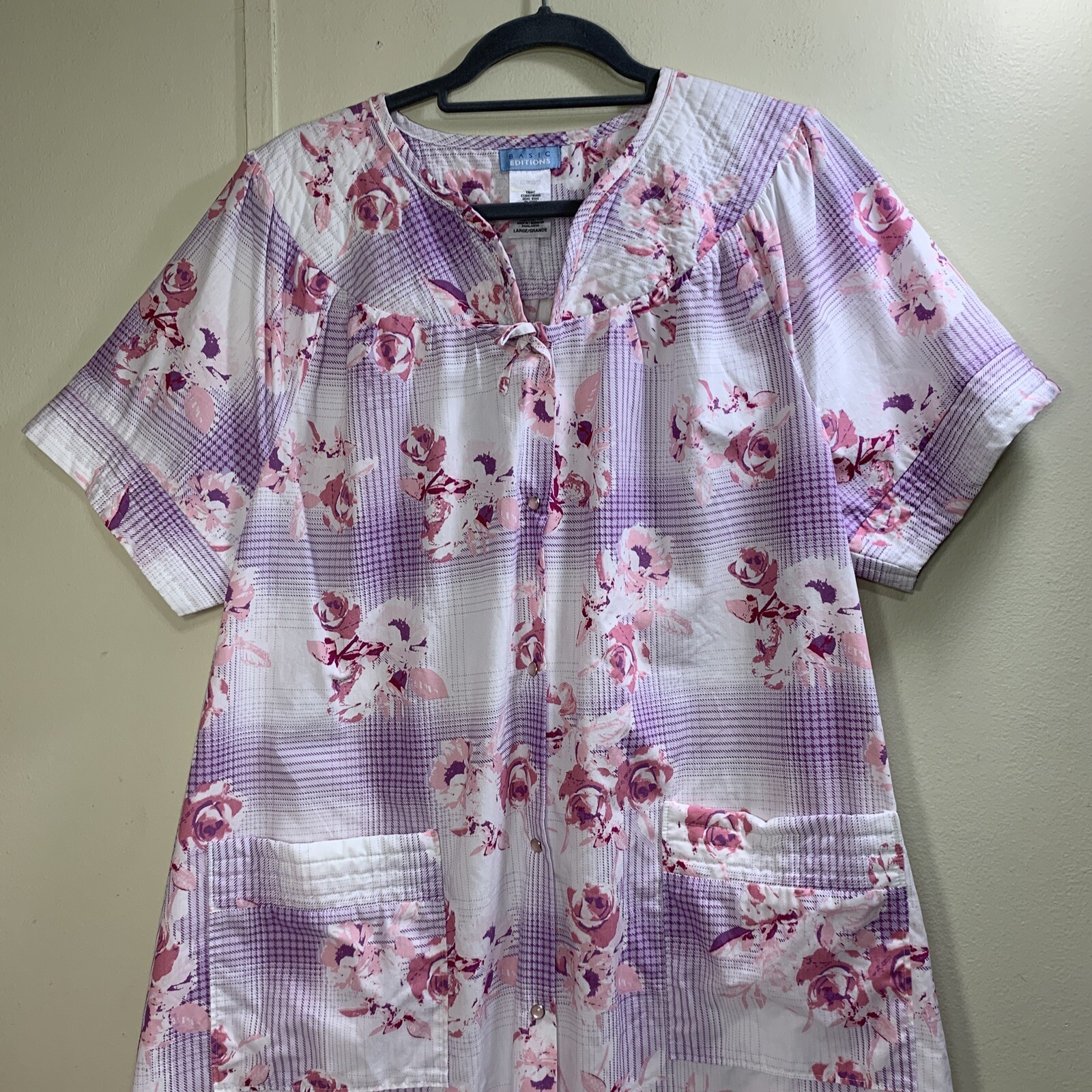 Vintage House Dress Snap Front Robe Duster Patio Lounger Size Large Grannycore