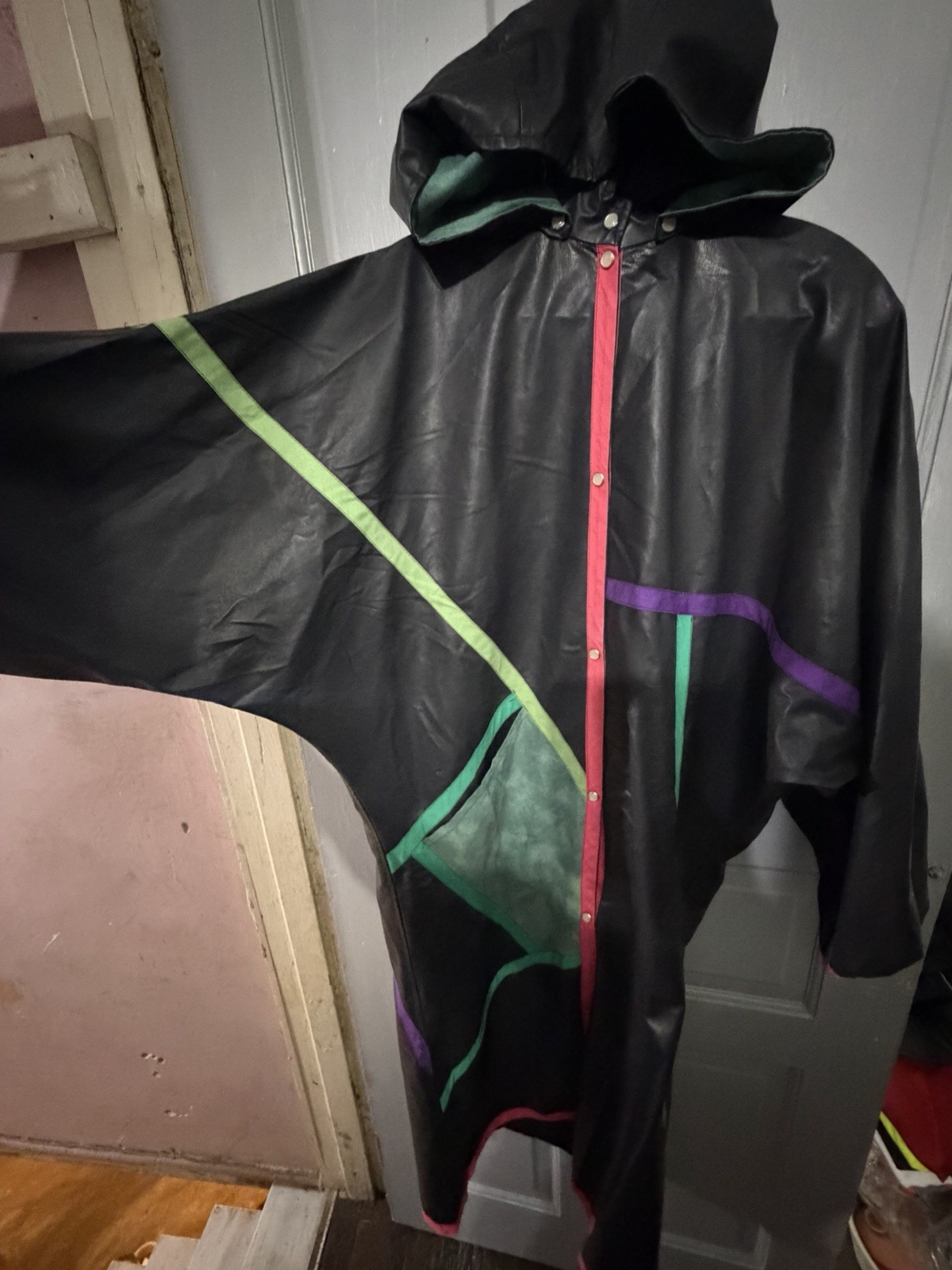 Iris Mansard Rain Coat Vintage Art to Wear Geometric Sz. L France 90s Rare