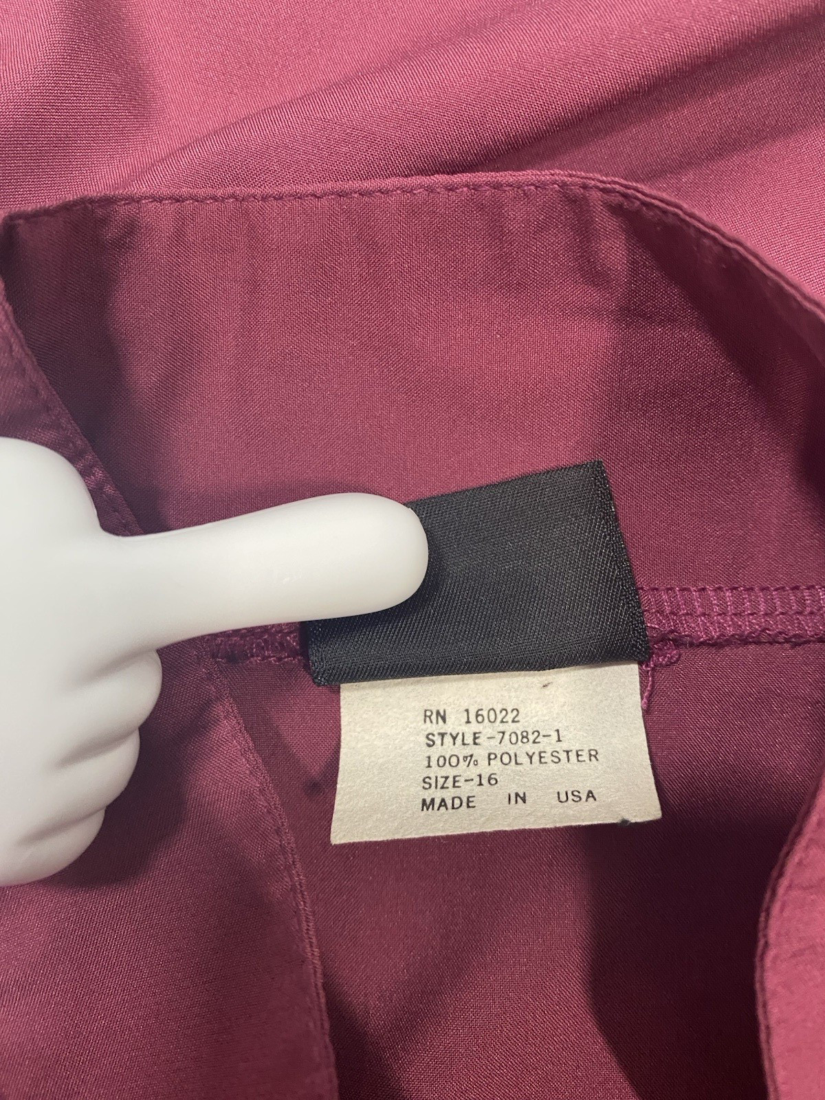Vintage Blouse SIZE EXTRA LARGE burgundy high neck MISS FASHION 70s 80s classic