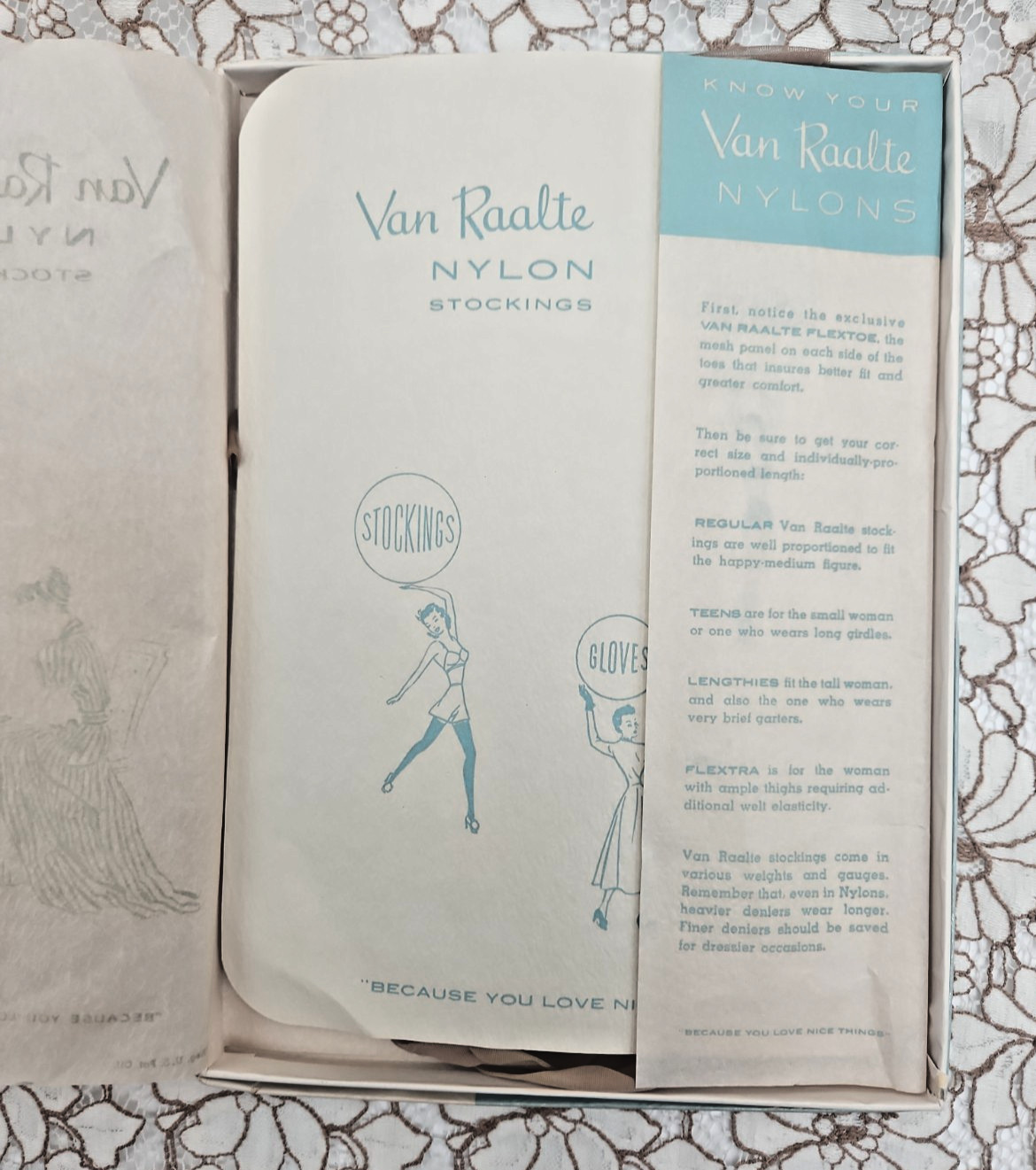 1 Pair Van Raalte 1950’s Vintage Nylon Hose Stockings In Box Size 51 L. Large