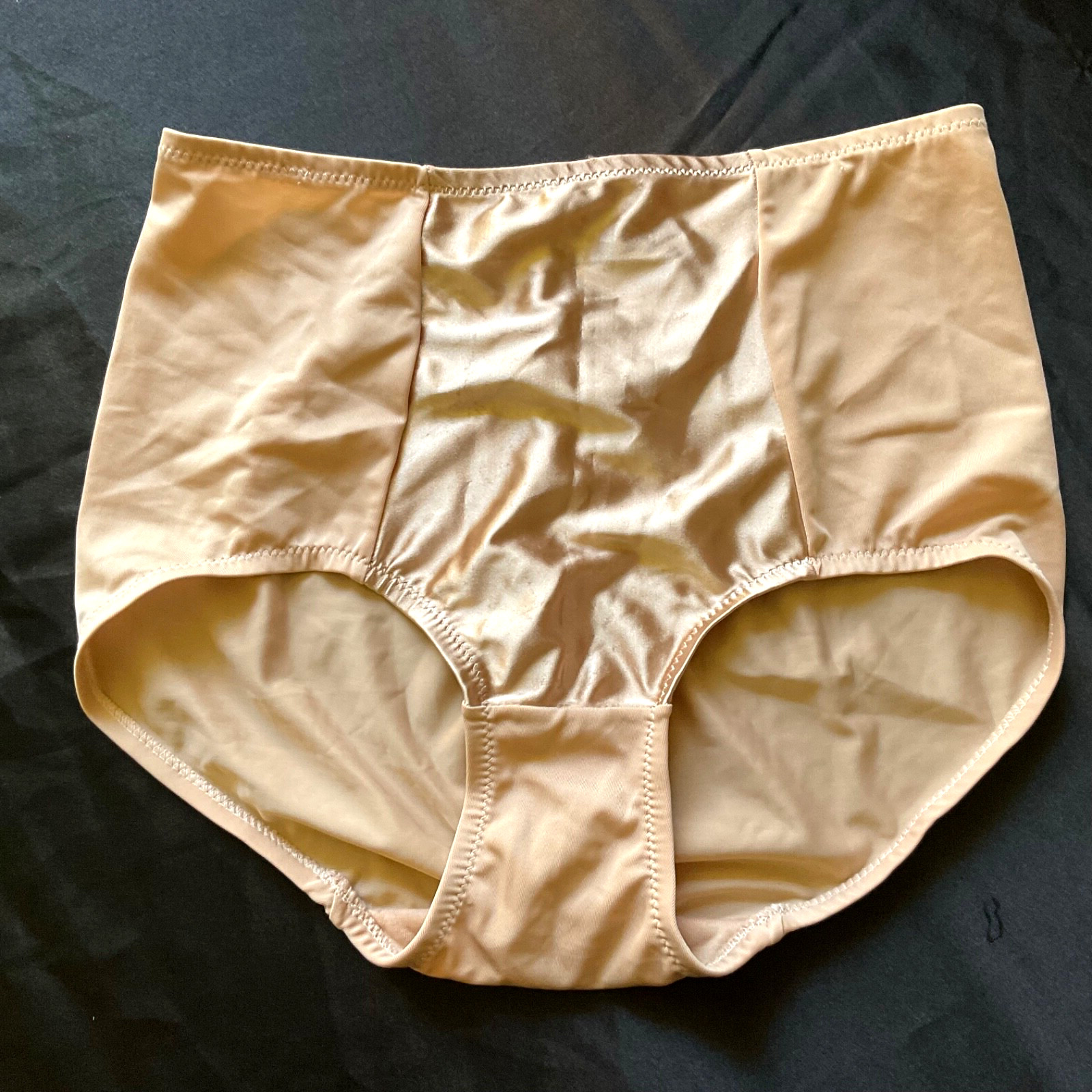 Vintage Glossy Tan Satin Stretch ShapeWear Pantie Style Girdle Size 1X NWOT