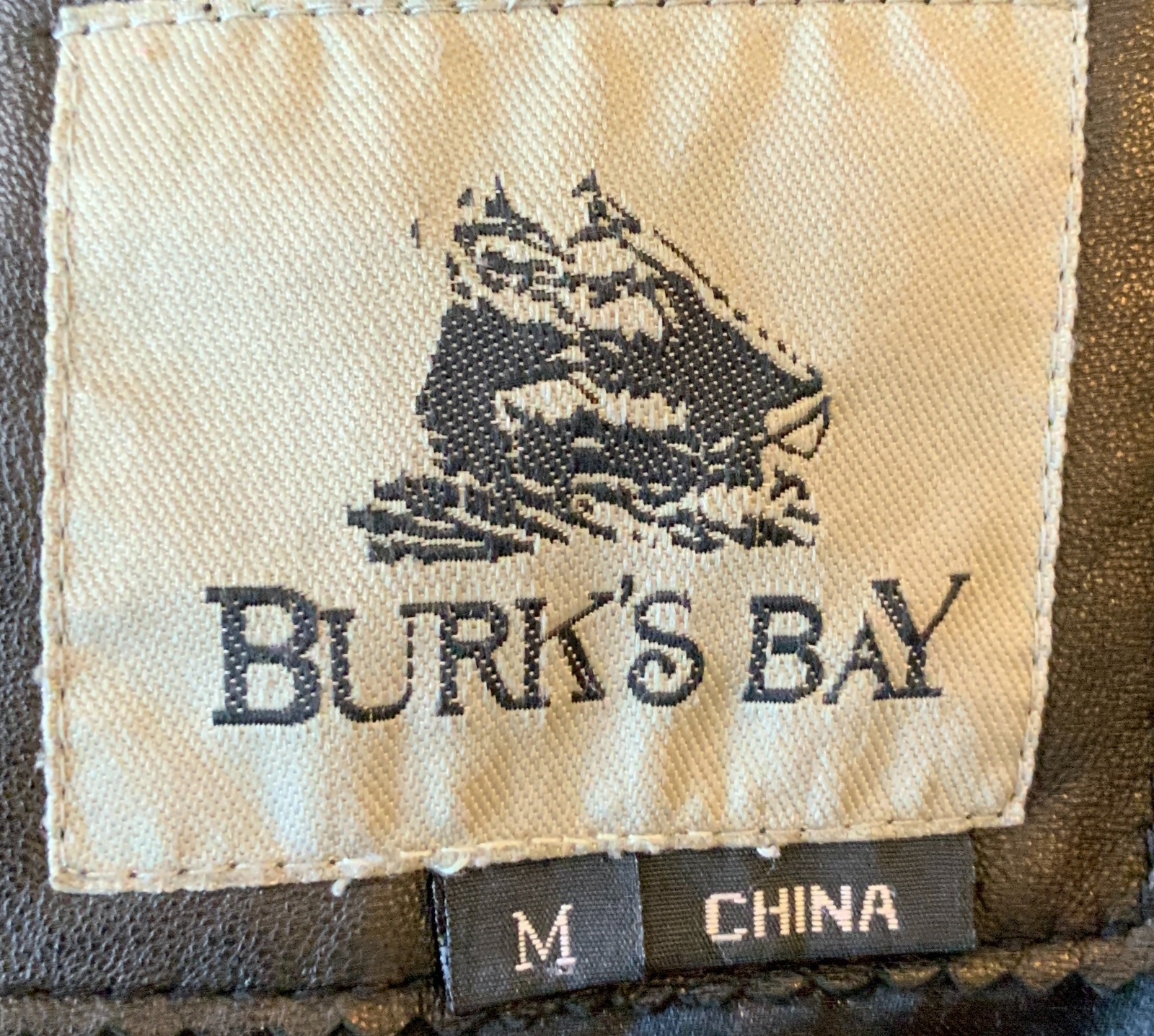 Burks Bay Black Zipper Closure Collared Leather Jacket Size Medium Vintage 90’s