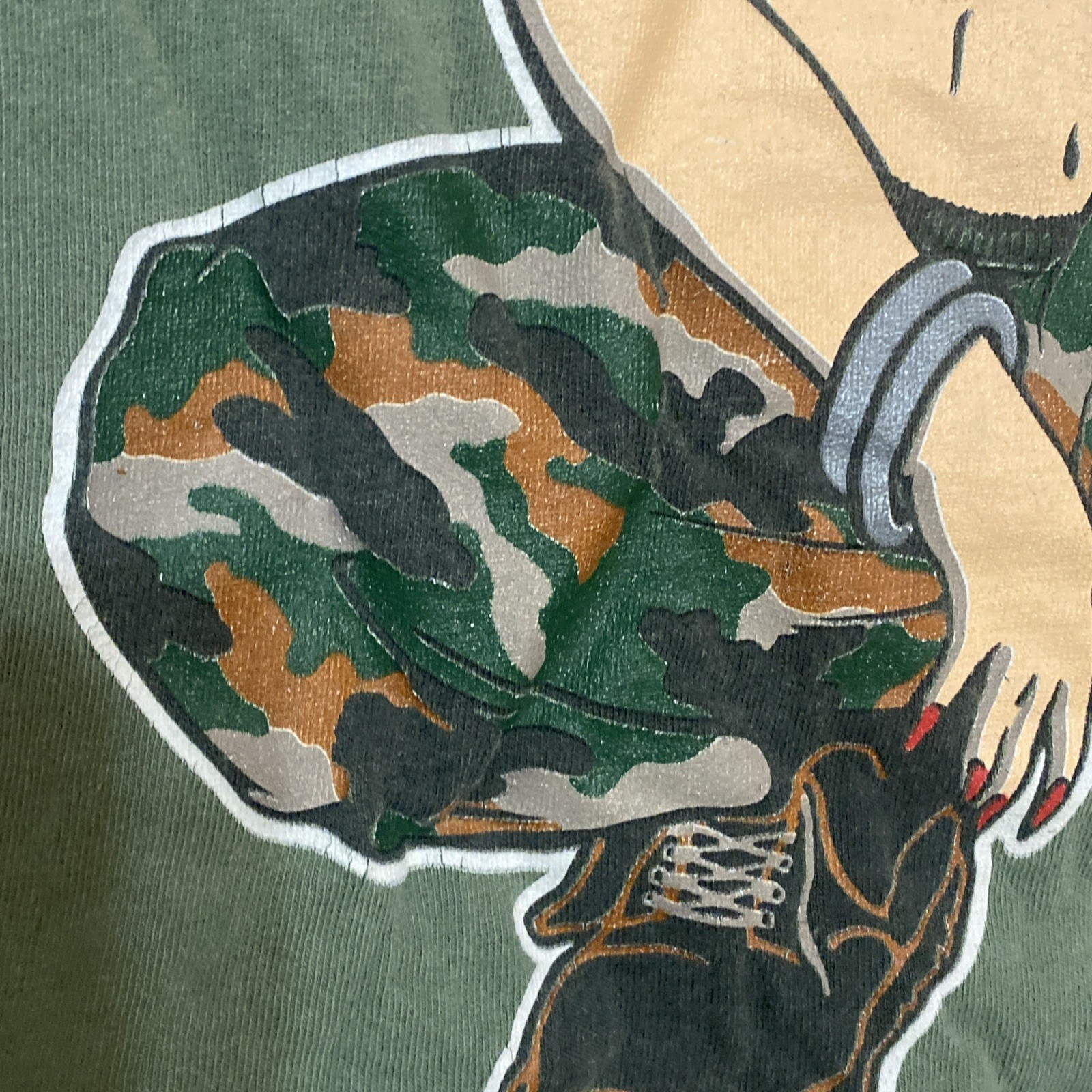 VTG Women’s 90s Girls Rule! Betty Boop Military / Camo Girl T Shirt / Tee Sz L