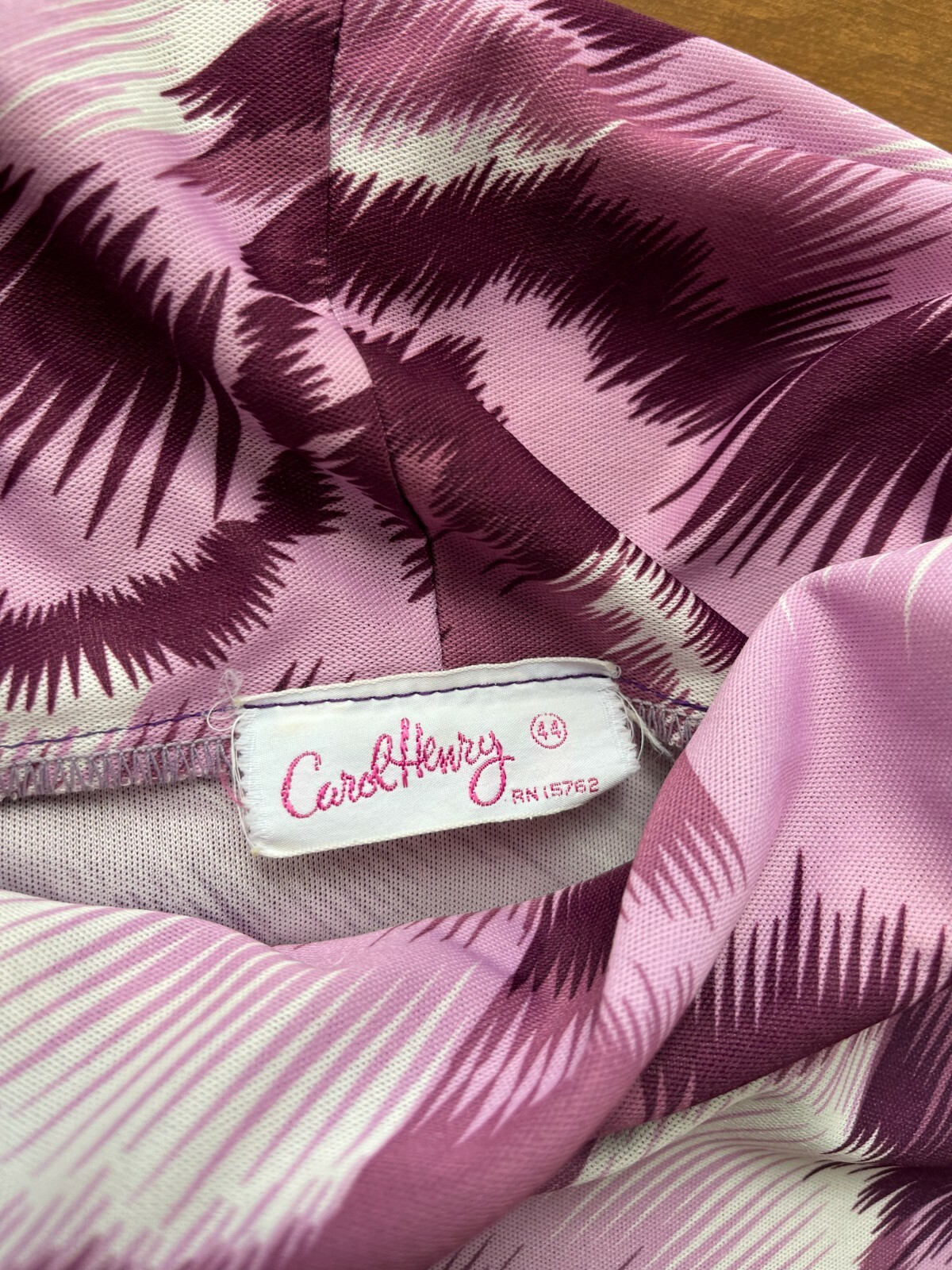 Vintage Carol Henry Purple Floral Mockneck Shirt – Women’s Size 44