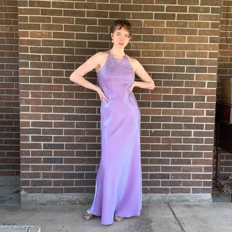 90’s Chelsea Nites Lavender Iridescent Beaded Gown Size S/M
