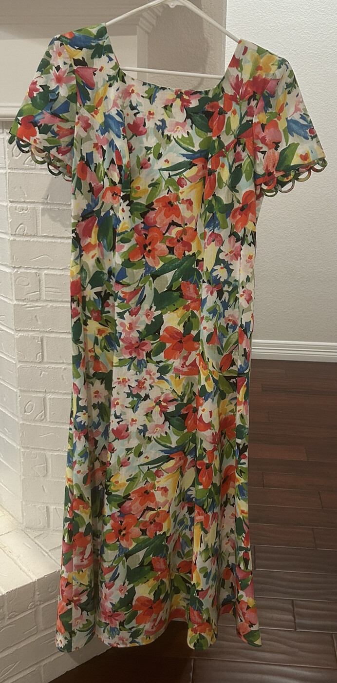 Vtg Leslie Lucks 80’s High Fashion Sz 8 Bright Floral Flowy Dress Cottage Core