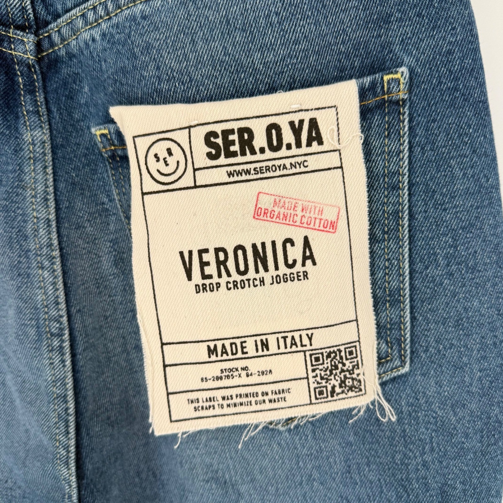 SER.O.YA VERONICA DROP CROTCH JOGGER JEANS TAHOE 100% ORGANIC COTTON SIZE 23 NWT