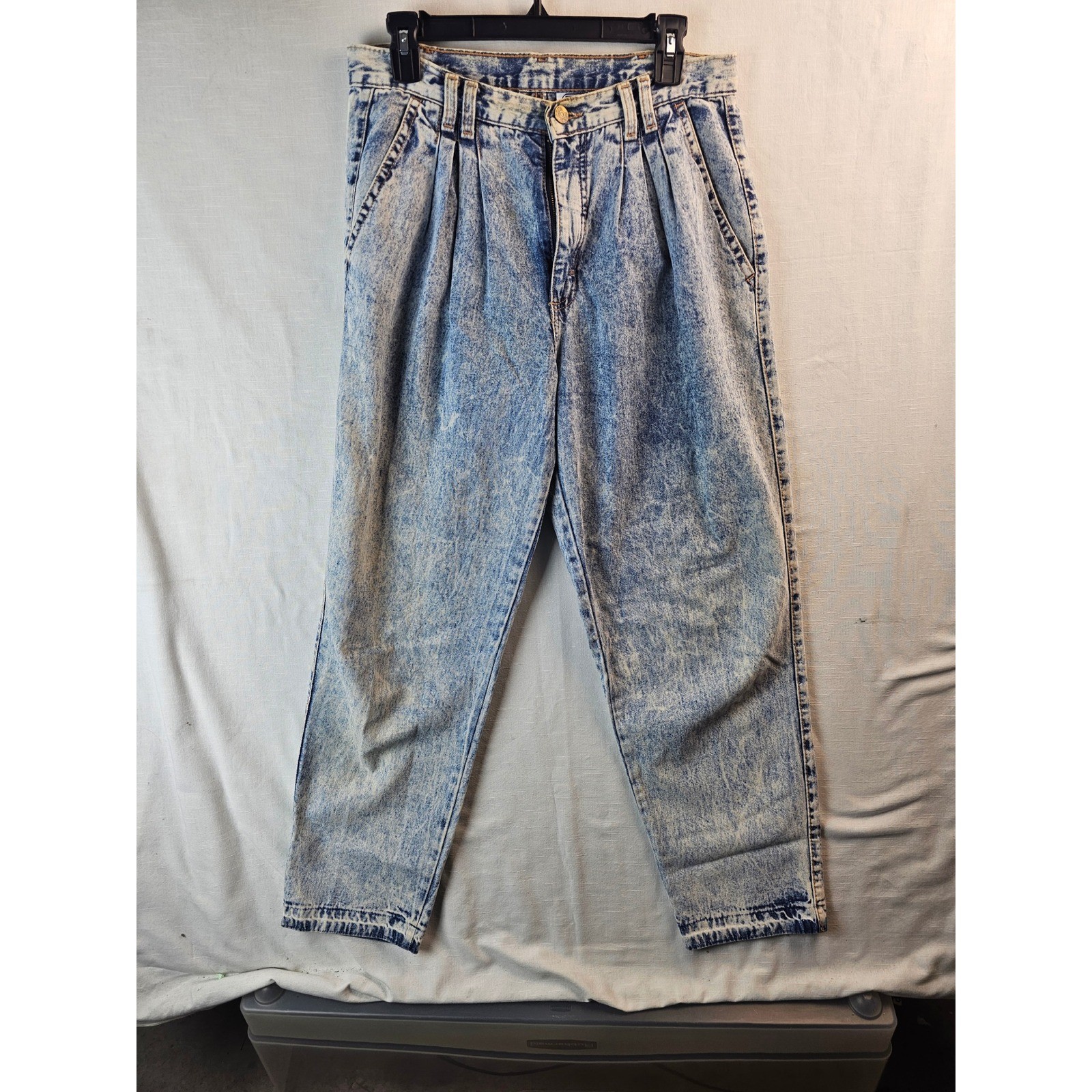 Vintage Zena Acid Wash Jeans Womens 12 Pleated High Waist Made in USA 80s