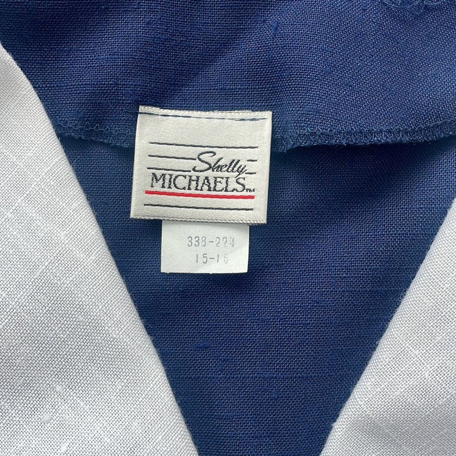 Shelly Michaels Vintage Button Down Dress Navy White 15/16