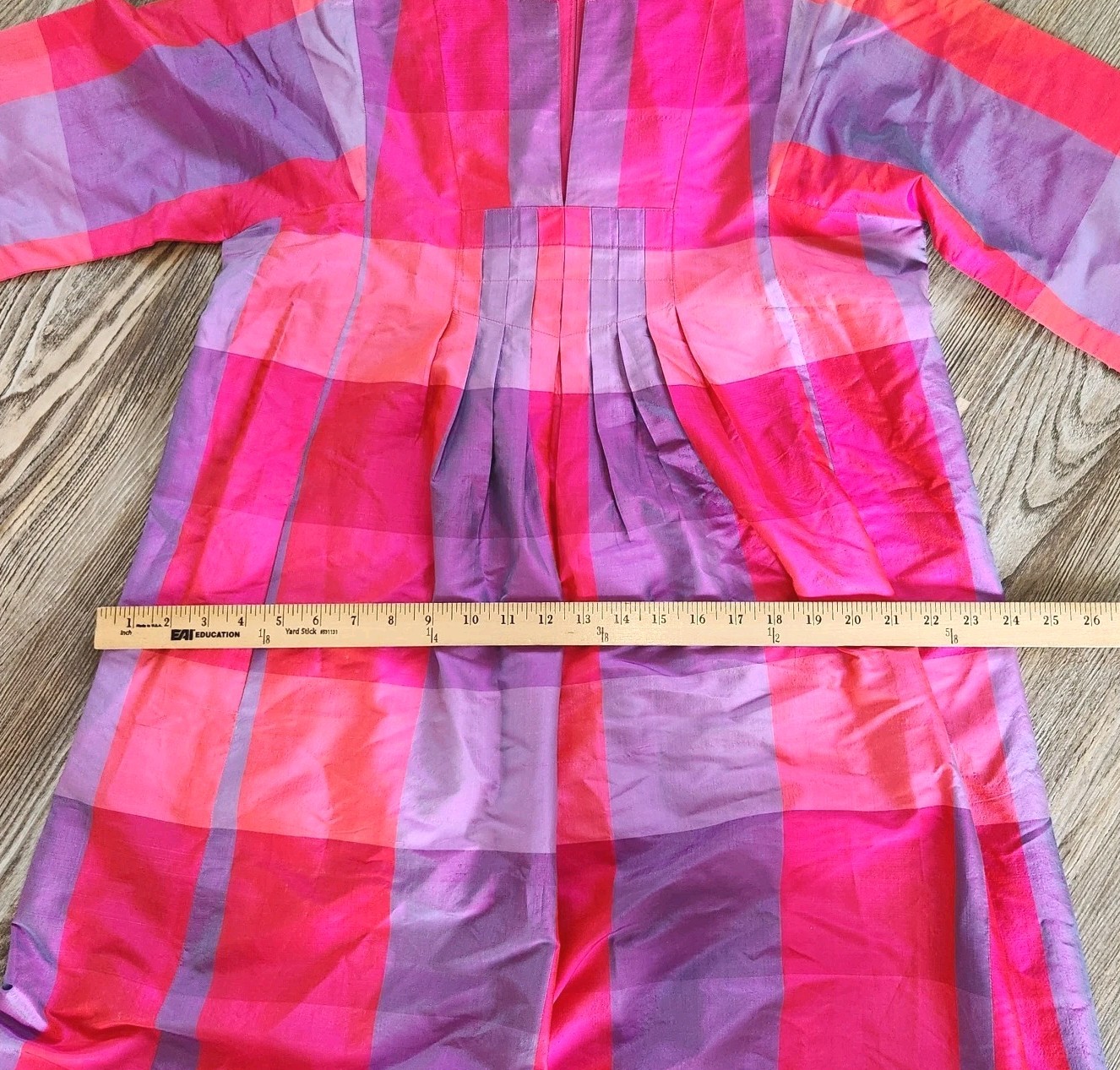 Vintage Jim Thompson Siamese Trader Thai Silk Belted Madras Kaftan Dress M 60s