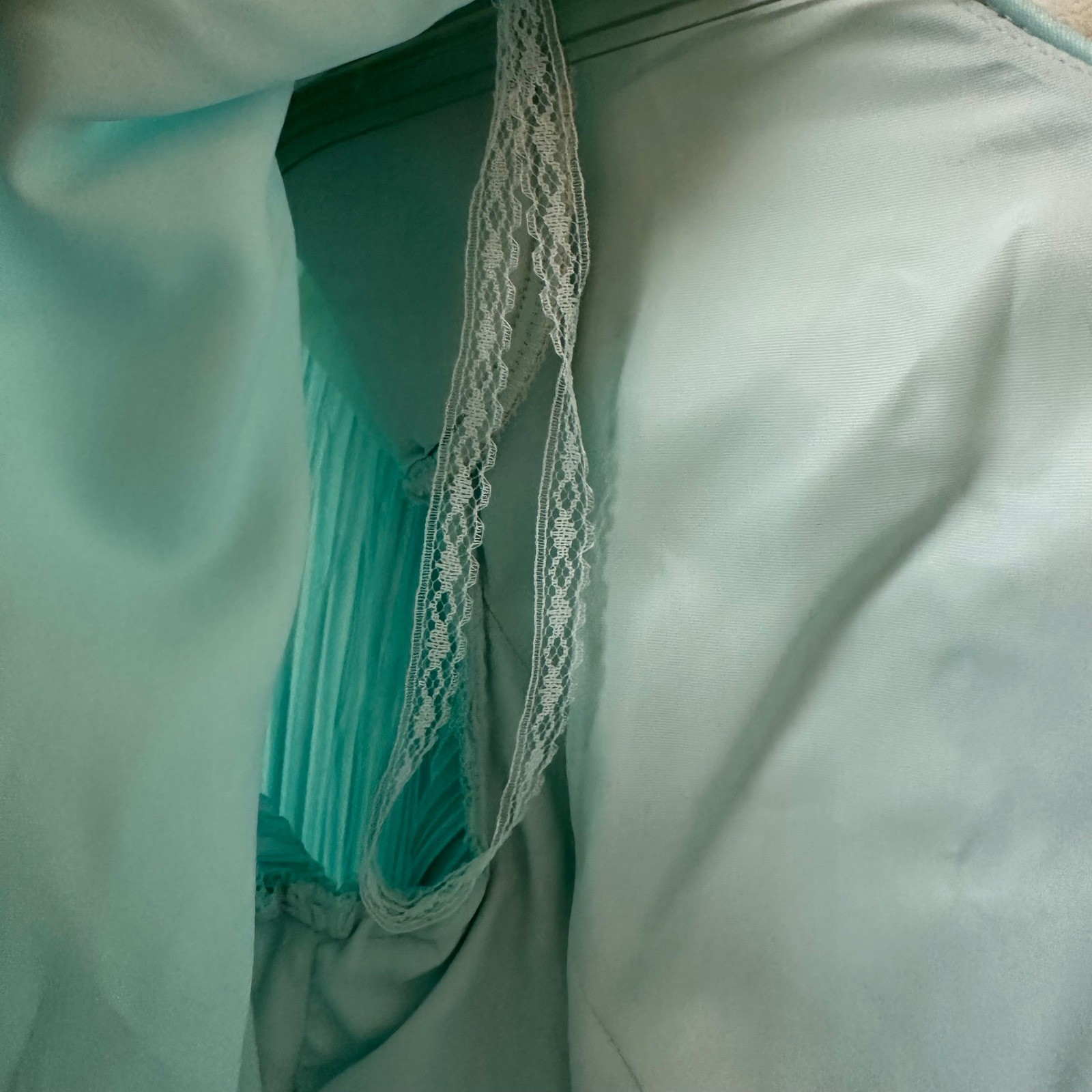 Barbara Chodos Michael Marcella Vintage Pleated Sequin Waist Midi Dress Aqua 12