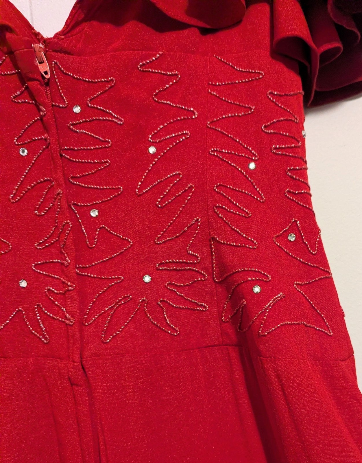 Vintage Casadei Women’s Red Rayon SEXY 80s 40s Rhinestone AS IS Party Dress