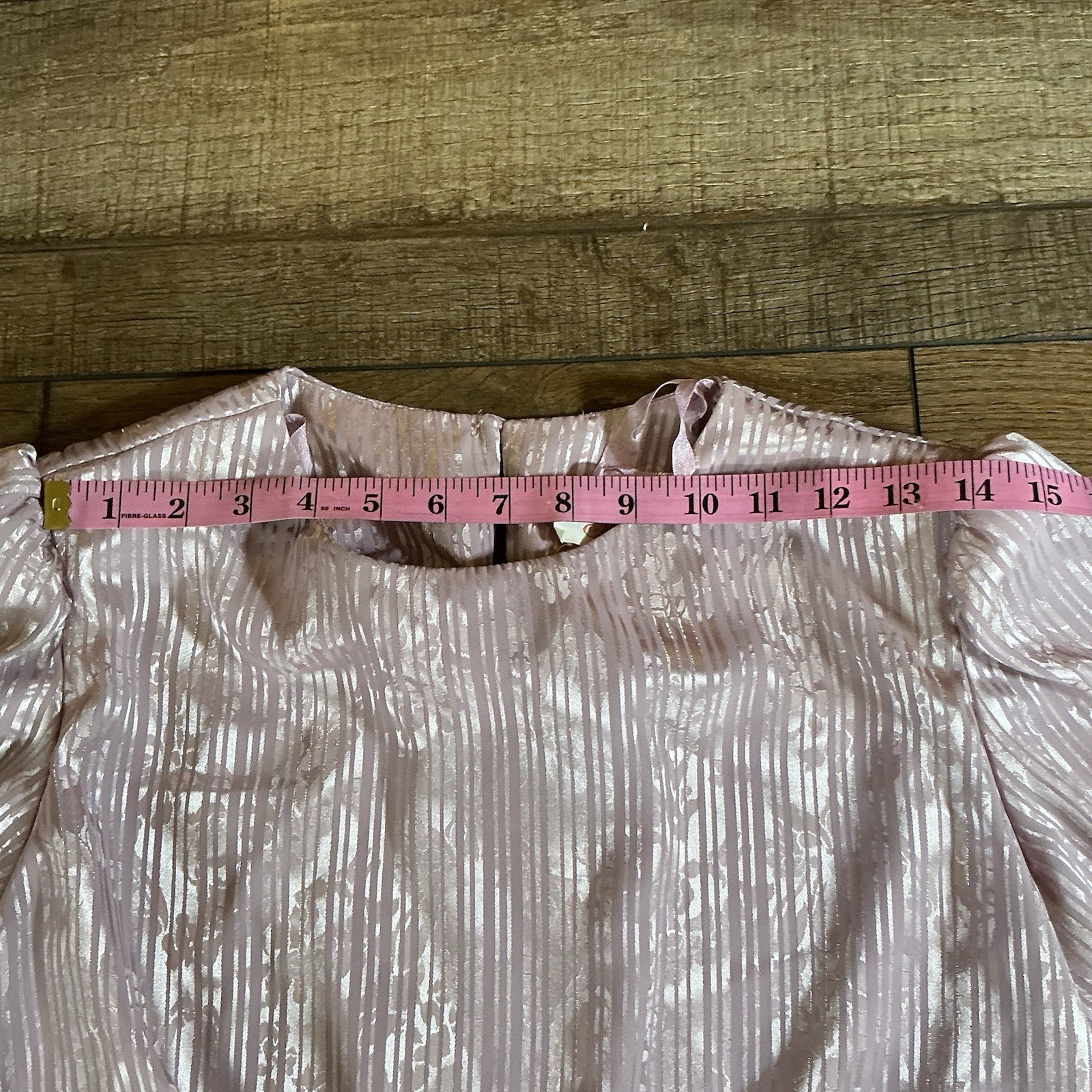 VINTAGE Size 12 Lady Carol Pink Shimmery Midi Dress Long Sleeve USA Made #35708