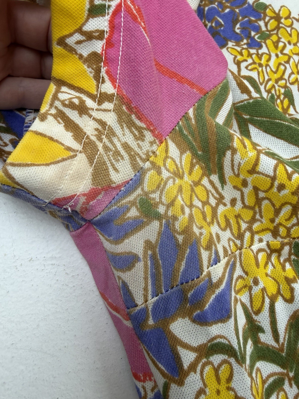 Vtg 60s Handmade Mini Dress Womens Sz S/M Bright Floral Chest Pocket See NOTES
