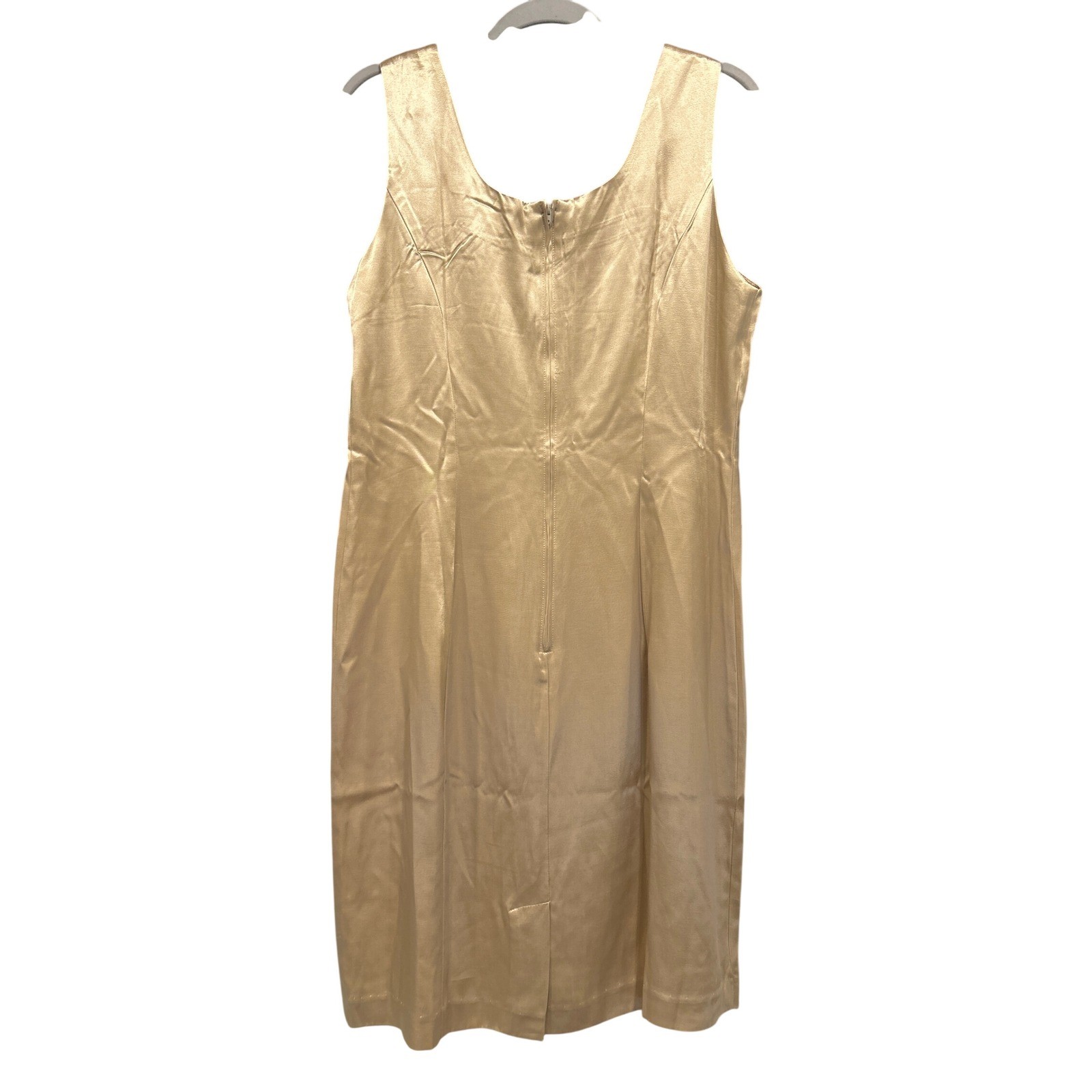 Hampton Nites Vintage Champagne Gold Satin Sheath Dress Womens 14 Formal USA