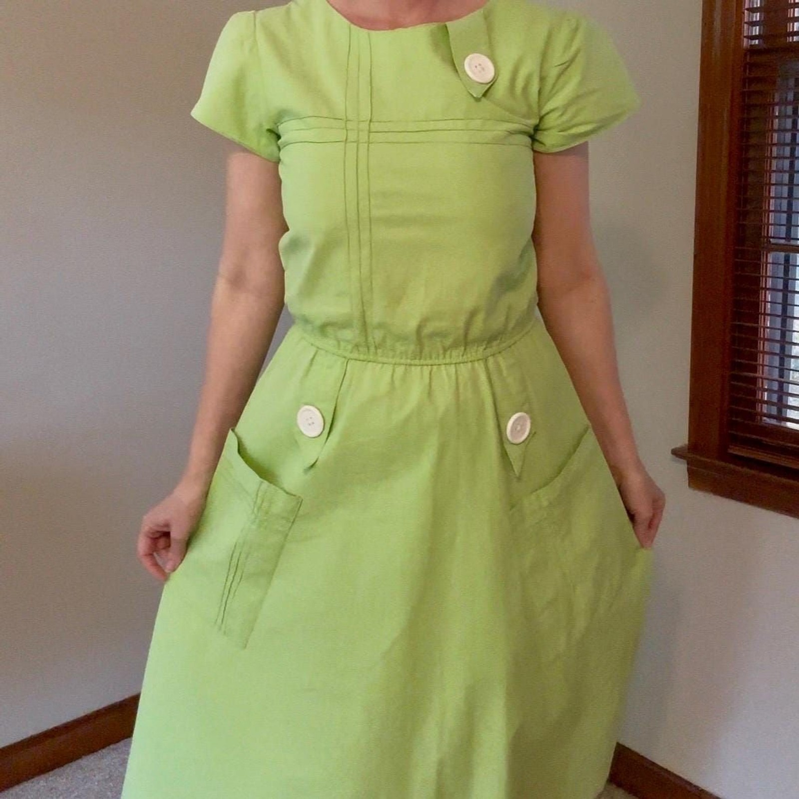 Vintage 60s Lime Green Mod MCM Pop Art Day Dress