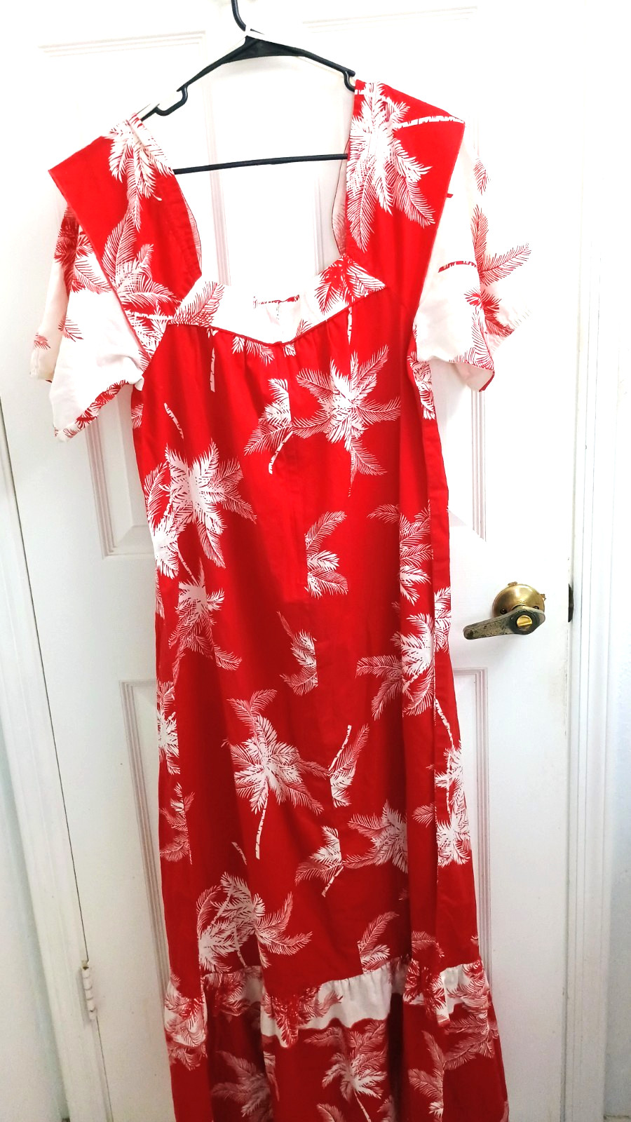 Hawaii Palm Tree Tropicana Long Dress size Large 1960’s