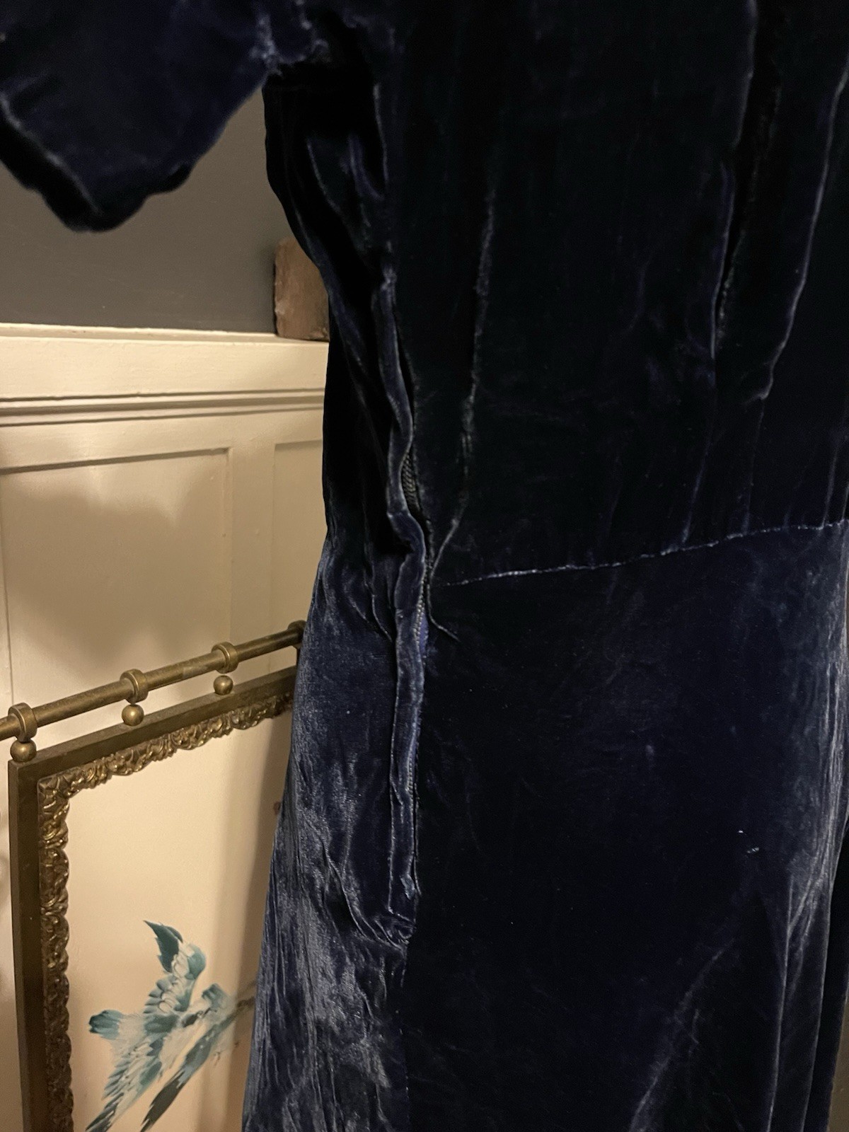 1940’s Vintage Velvet Dress In Midnight Blue