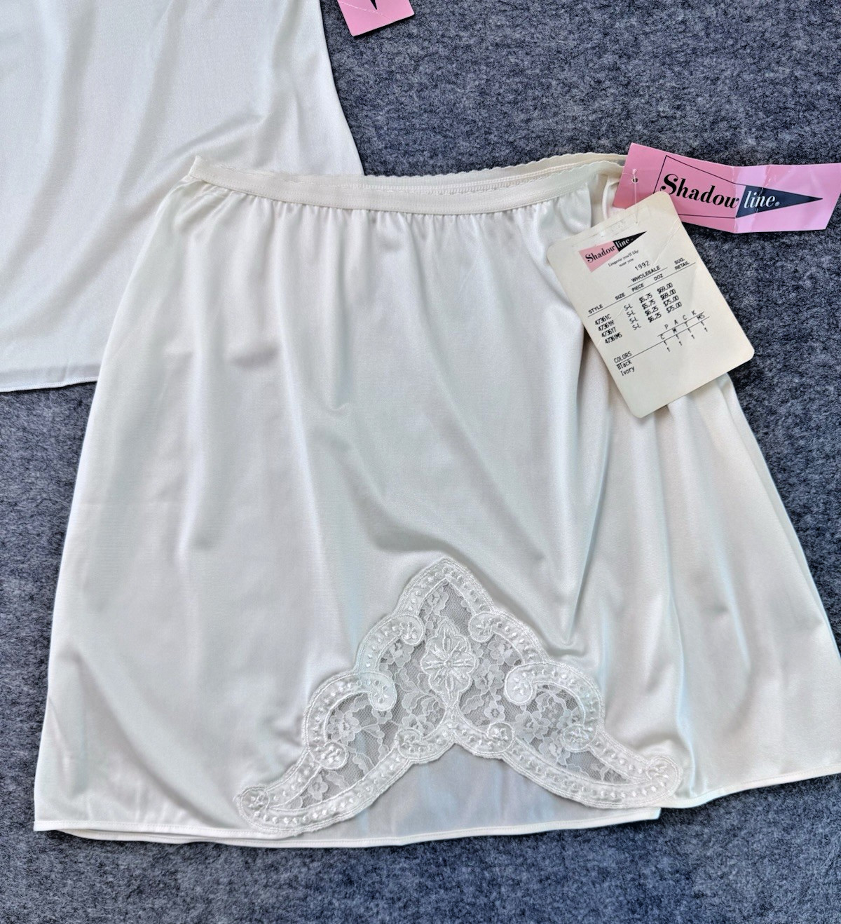 VTG Shadowline Cami Camisole Sz 34 & Half Slip Set Lingerie w/Tags, Lace, 90’s