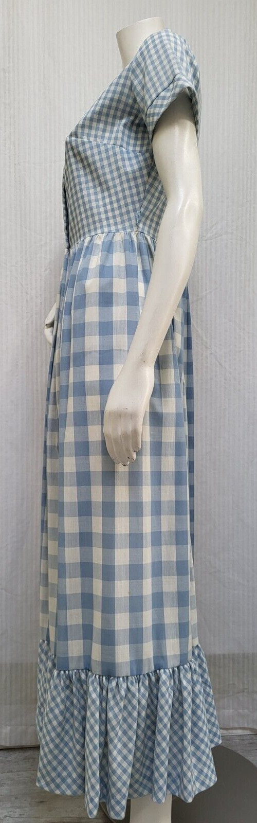 Vintage 1950/60s AREE CLASSICS Blue Gingham Check Maxi Dress – Size S/M