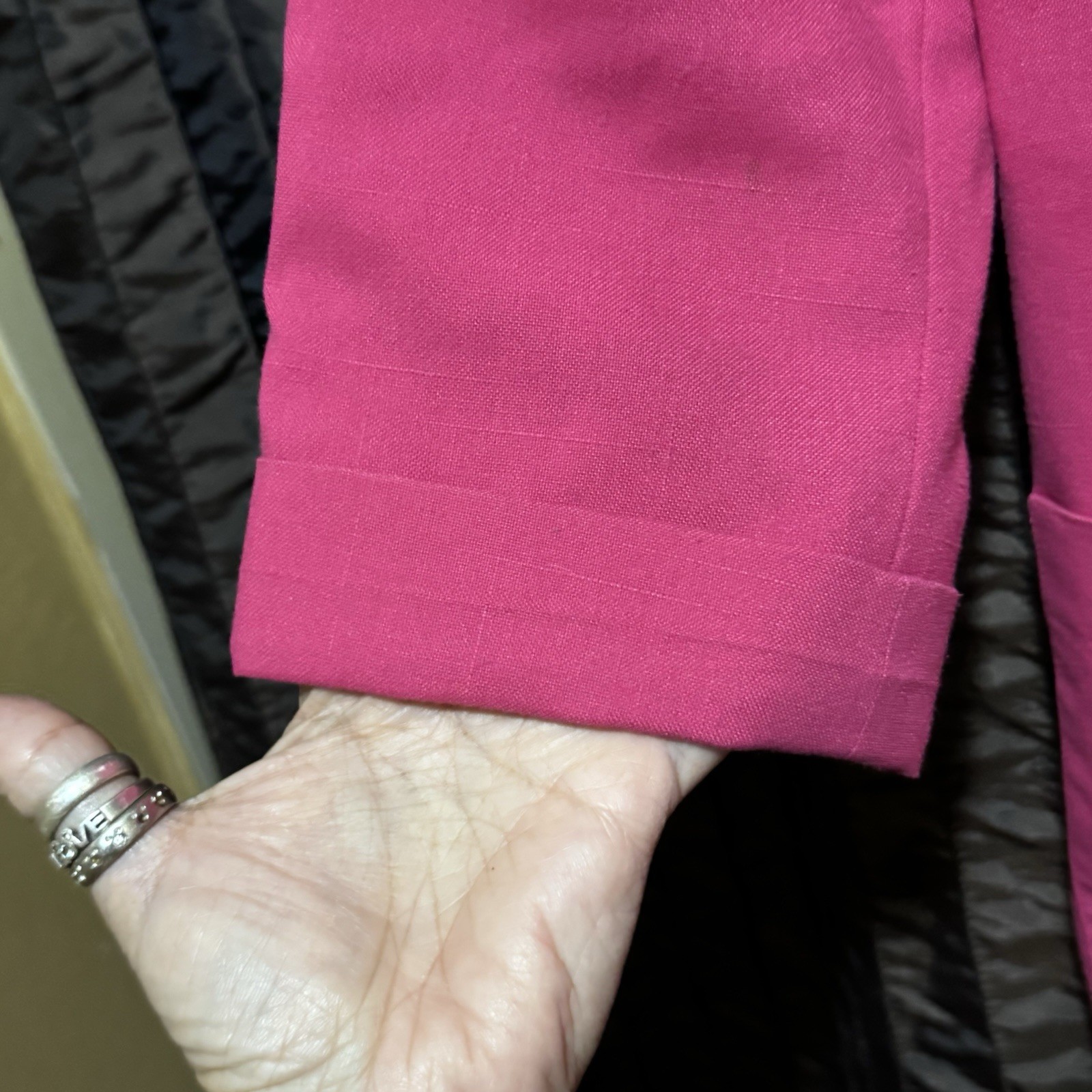 SK & Company Blue Lined 3/4 Sleeve Pink Open Blazer Lined Retro Vintage 80’s