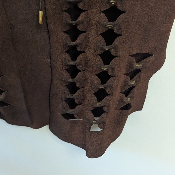 Vintage 70s Brown Suede Textured Vest Boho Festival