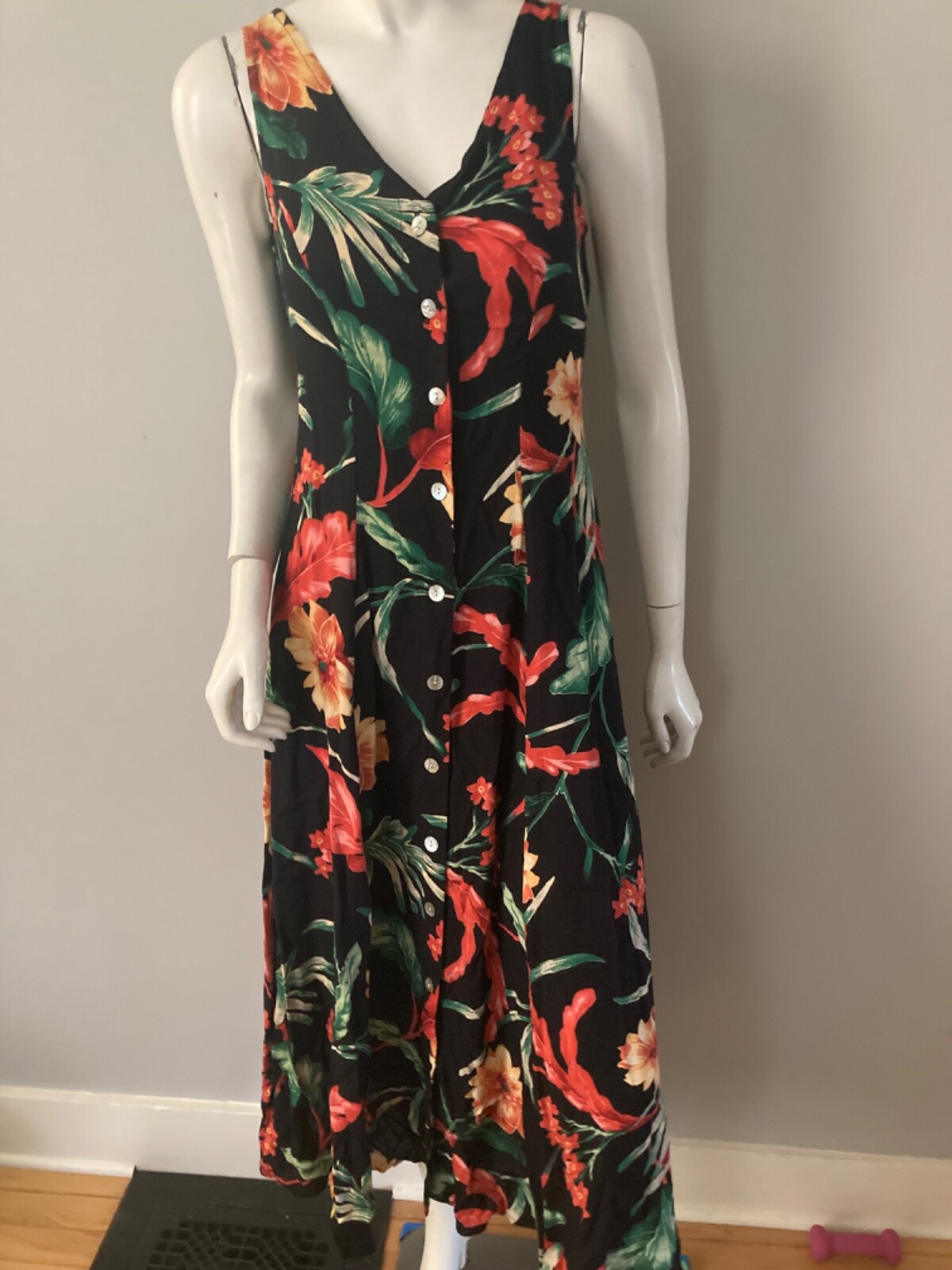 Vintage EXPRESS COMPAGNIE INTERNATIONALE midi Dress Sm Floral Sleeveless