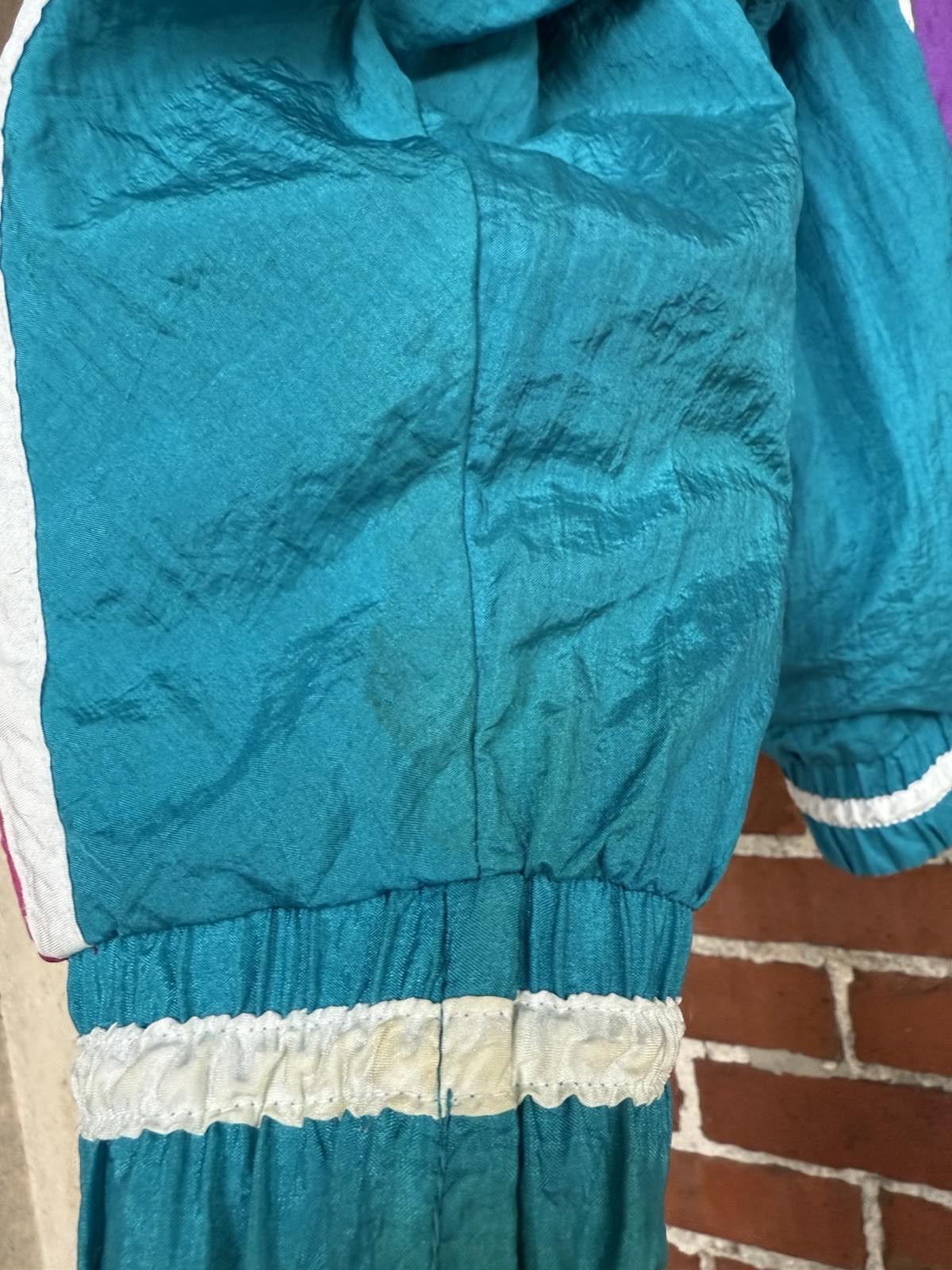 80s/90s Windbreaker Ladies Size XL Retro Funky Bright Teal and Purple Vintage