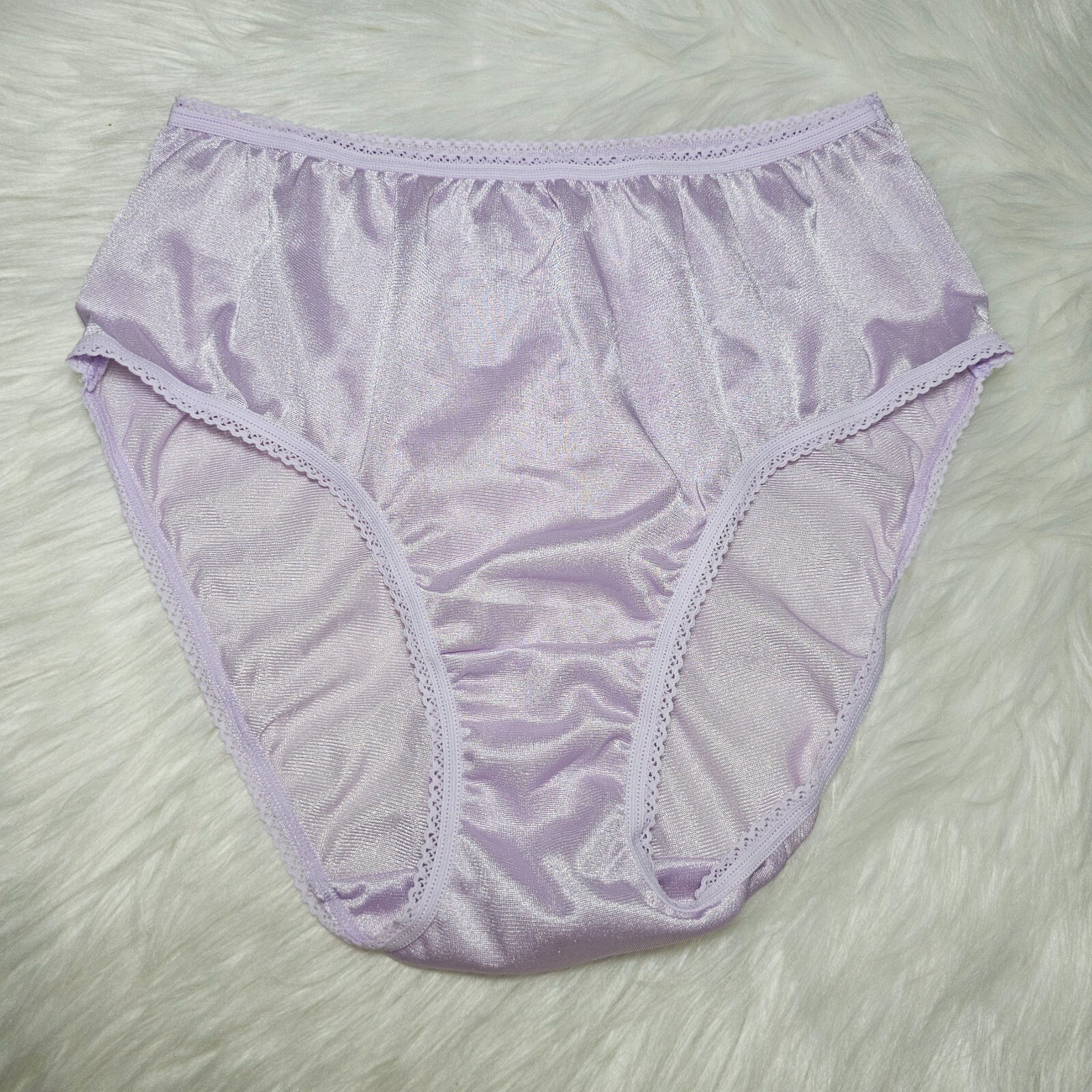 Vintage Silky Purple Panty 100% Nylon Sissy Sheer Brief Size 6-7 Hip 35-39″