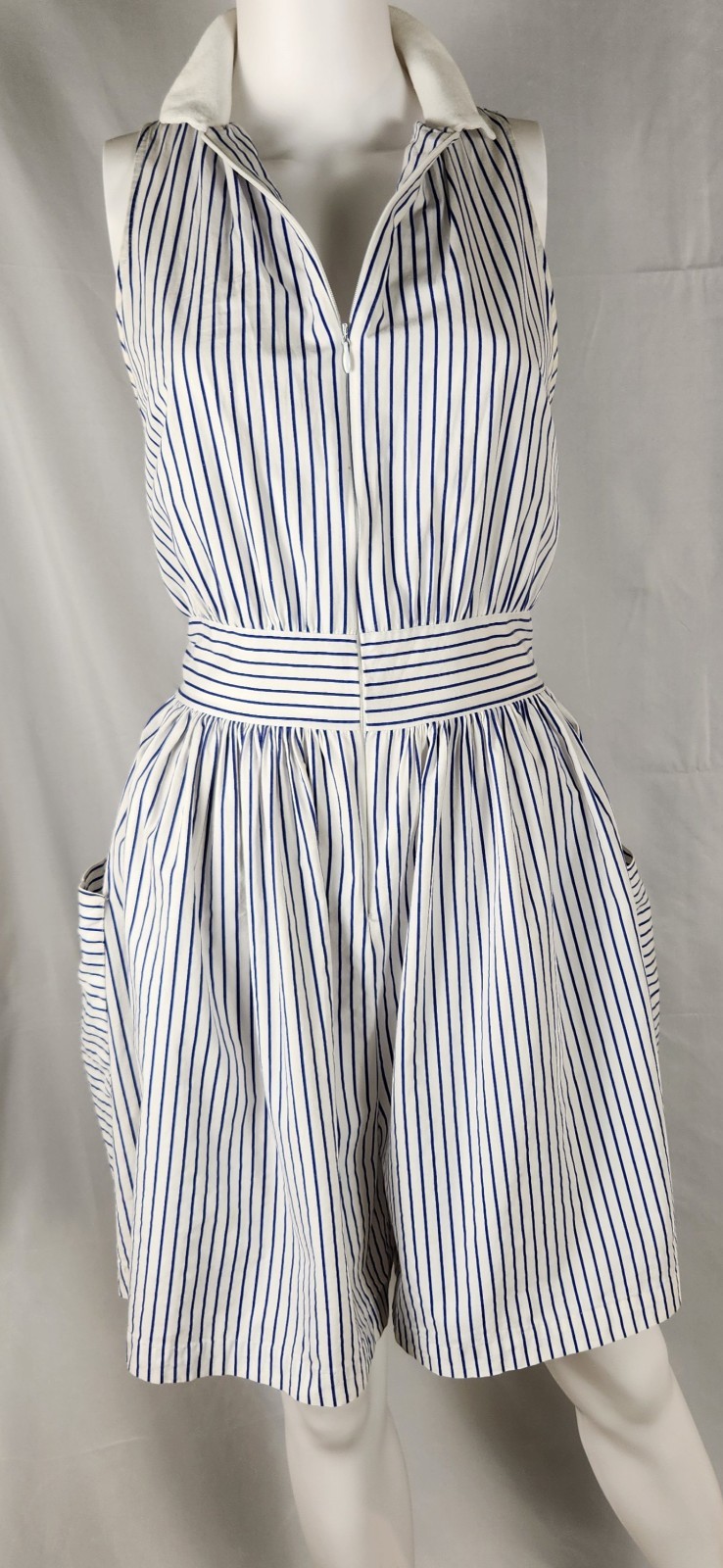 VTG 80s/90s Brandywine Pinstripe Preppy Retro Nautical Classic Romper L