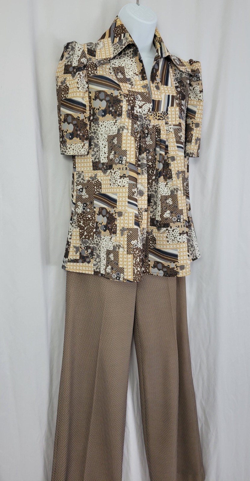 Vintage 2 Pc Top & Pants Set in Brown/Grey/White Size XS Maternity?