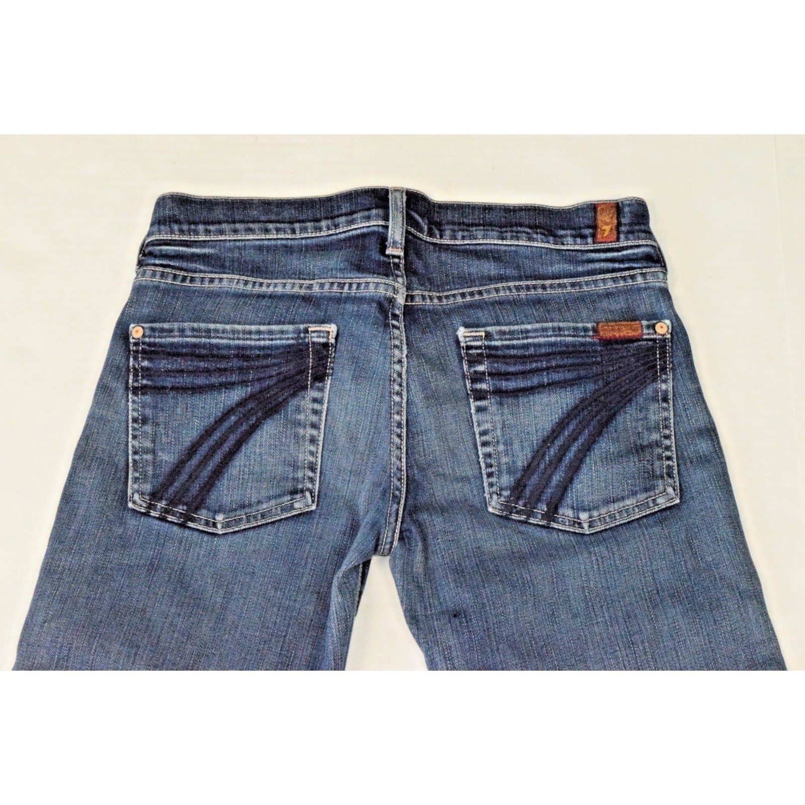 Vintage Jeans 7 For All Mankind Size 27 Y2k Deep Blue Wide Leg Capri Made USA